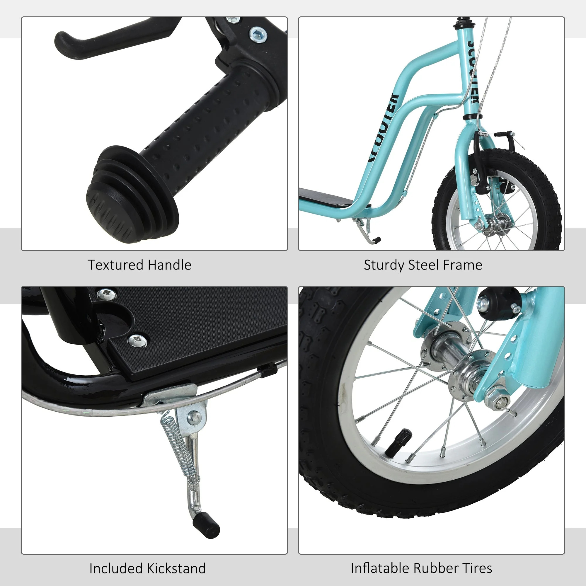 Teen Kids Stunt Scooter Children Kick Scooter Adjustable Handlebar 2 Brakes Ride On 12 Inch Rubber Tyres Blue - Image 6