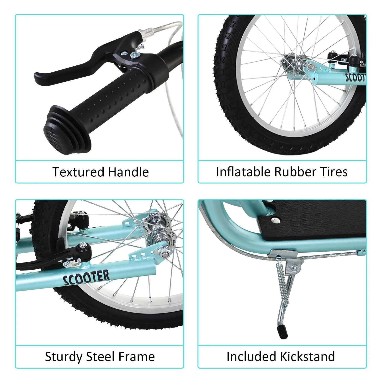Teen Kids Stunt Scooter Children Kick Scooter Adjustable Handlebar 2 Brakes Ride On 16 Inch Rubber Tyres Blue - Image 5
