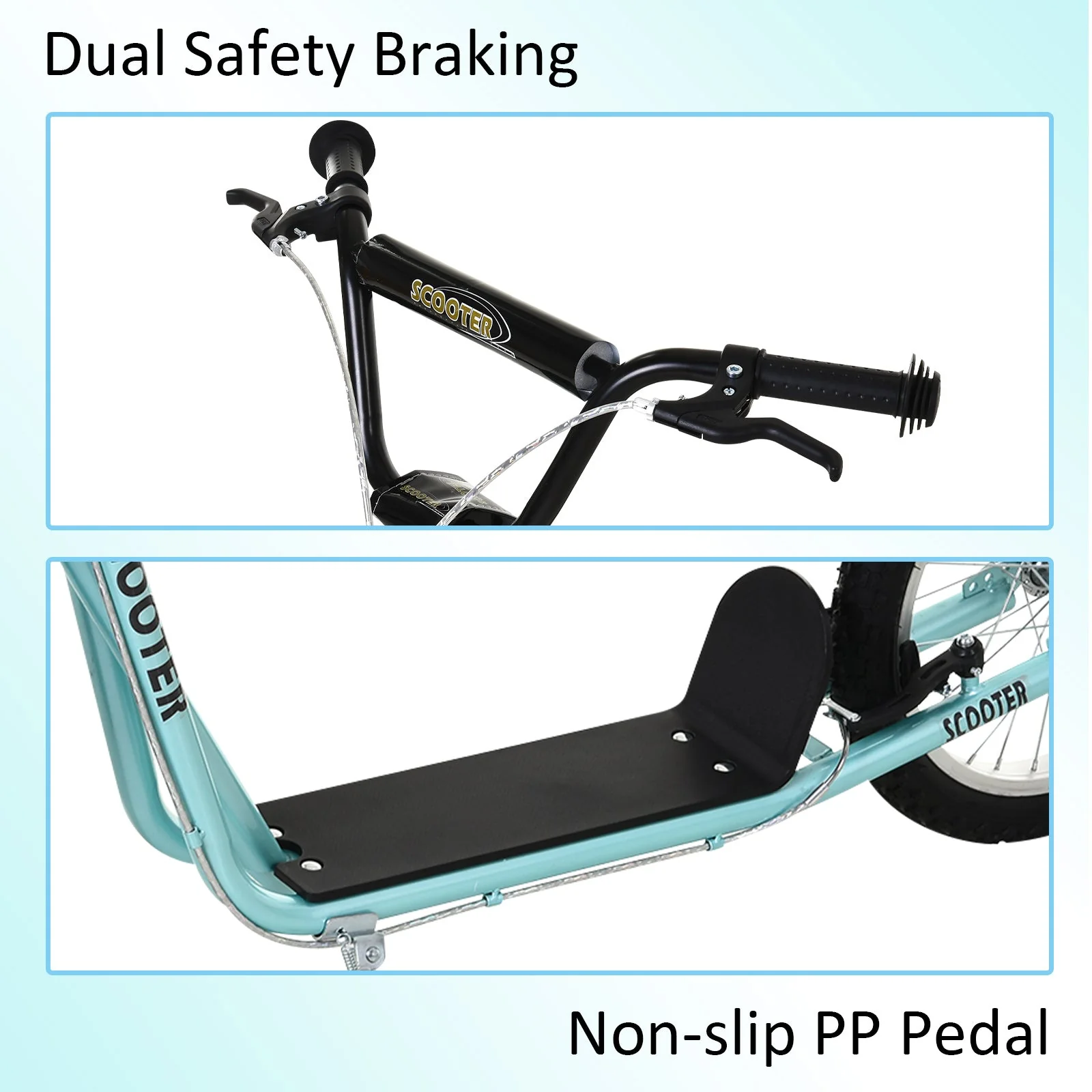 Teen Kids Stunt Scooter Children Kick Scooter Adjustable Handlebar 2 Brakes Ride On 16 Inch Rubber Tyres Blue - Image 6