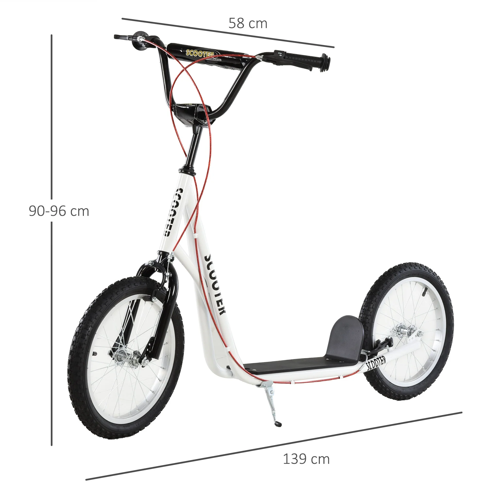 Teen Kids Stunt Scooter Children Kick Scooter Adjustable Handlebar 2 Brakes Ride On 16 Inch Rubber Tyres White - Image 3
