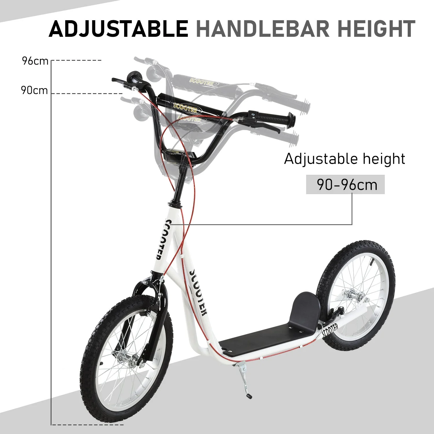 Teen Kids Stunt Scooter Children Kick Scooter Adjustable Handlebar 2 Brakes Ride On 16 Inch Rubber Tyres White - Image 6