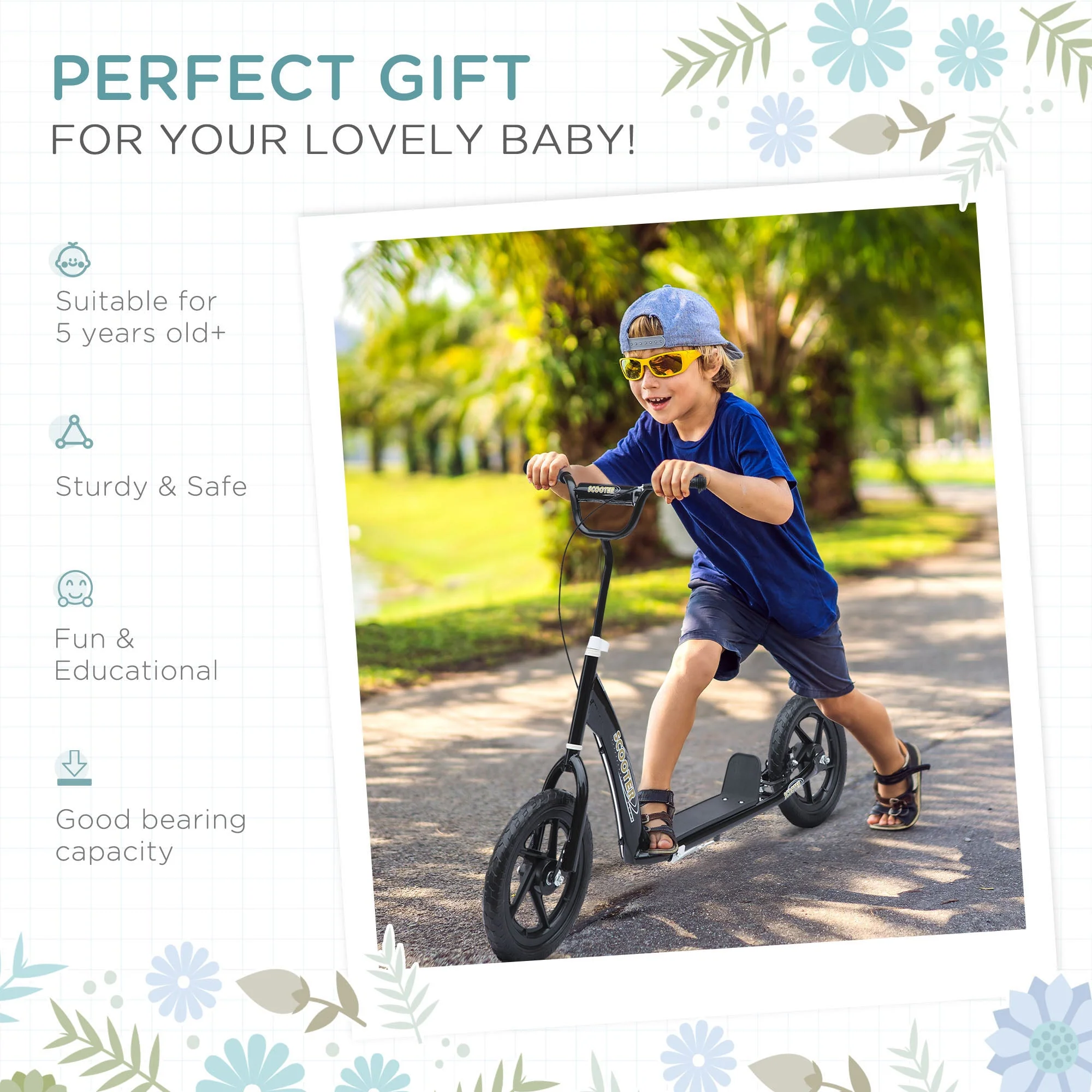 Teen Push Scooter Kids Children Stunt Scooter Bike Bicycle Ride On 12" EVA Tyres - Image 4
