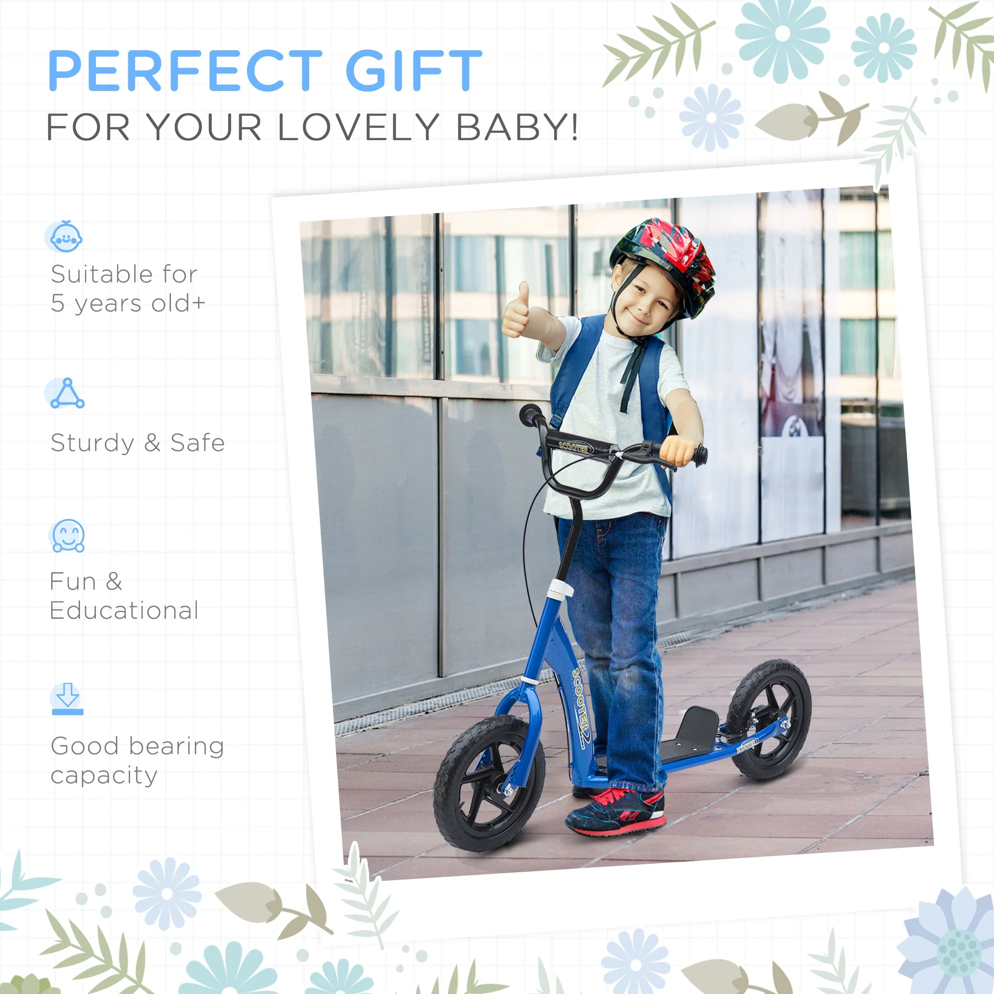 Teen Push Scooter Kids Children Stunt Scooter Bike Bicycle Ride On 12" EVA Tyres - Image 4
