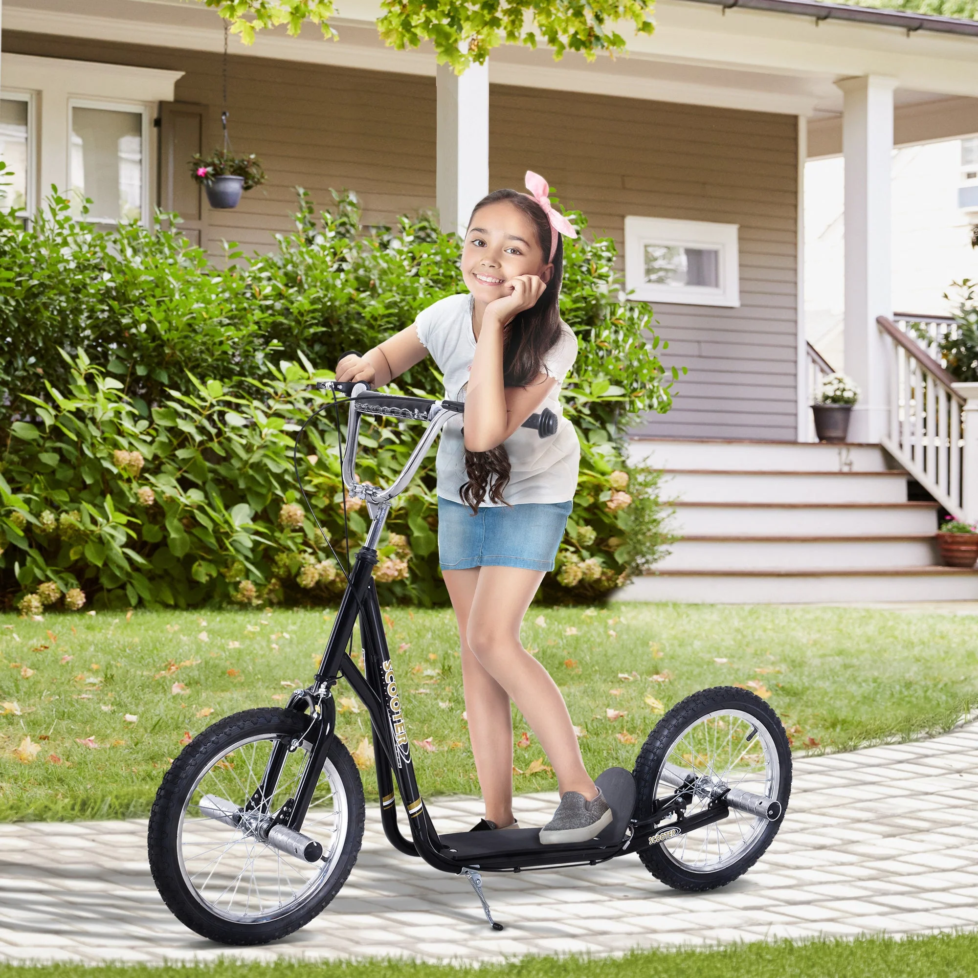 Teen Push Scooter Kids Children Stunt Scooter for 5+ Years with 16 Inches Wheels Adjustable Height Front Rear Dual Brakes - Image 2