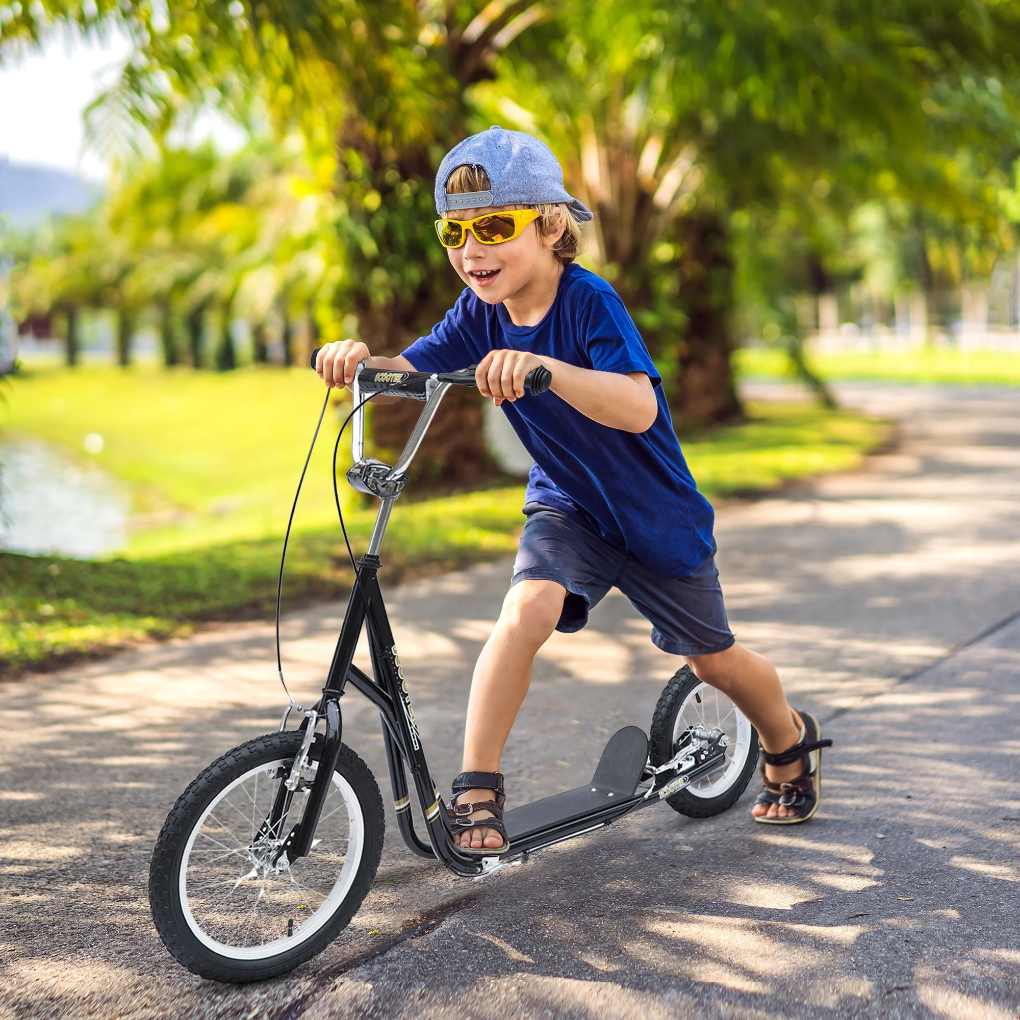 Teen Stunt Scooter Push Kick Scooters for Kids with Rubber Wheels Adjustable Handlebar Front Rear Dual Brakes Kickstand - Image 2
