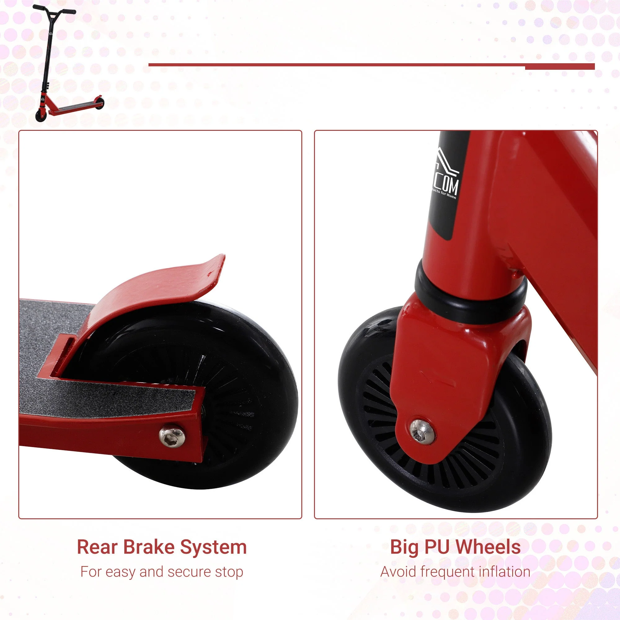 Teens Lightweight Steel Stunt Scooter Red - Image 4