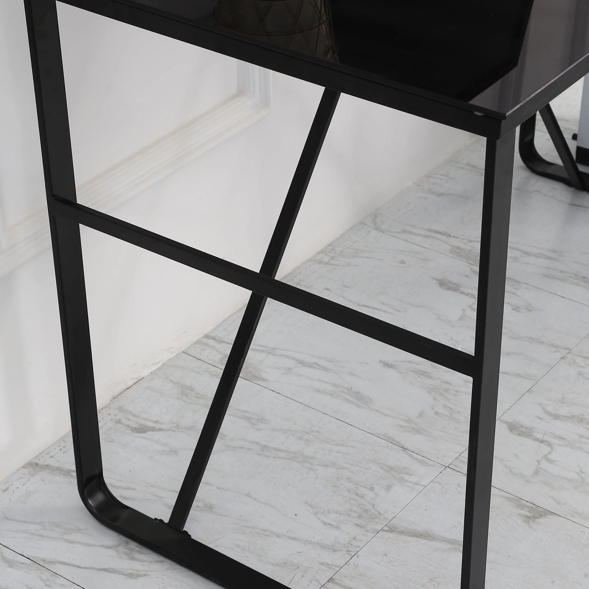Tempered Glass Top Writing Desk With World Map Printing - Image 9