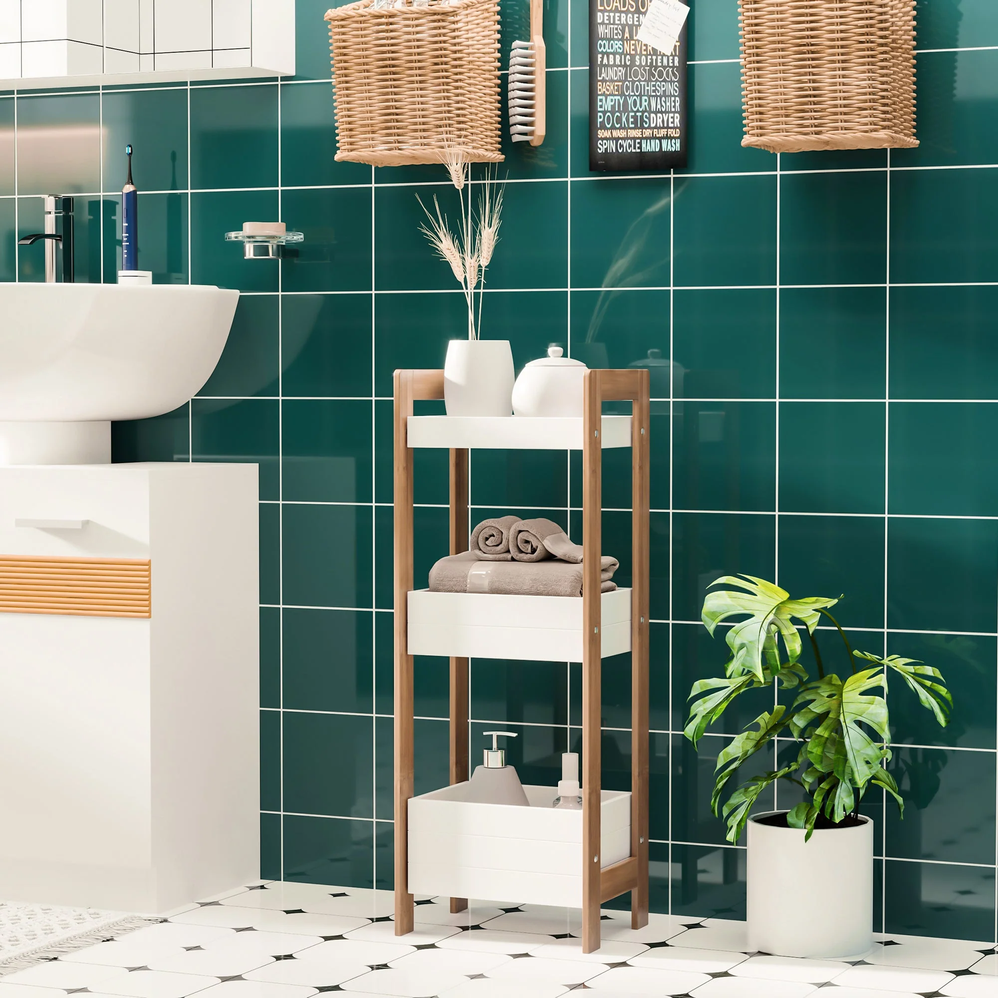 Three-Tier Bamboo Bathroom Rack - Image 2
