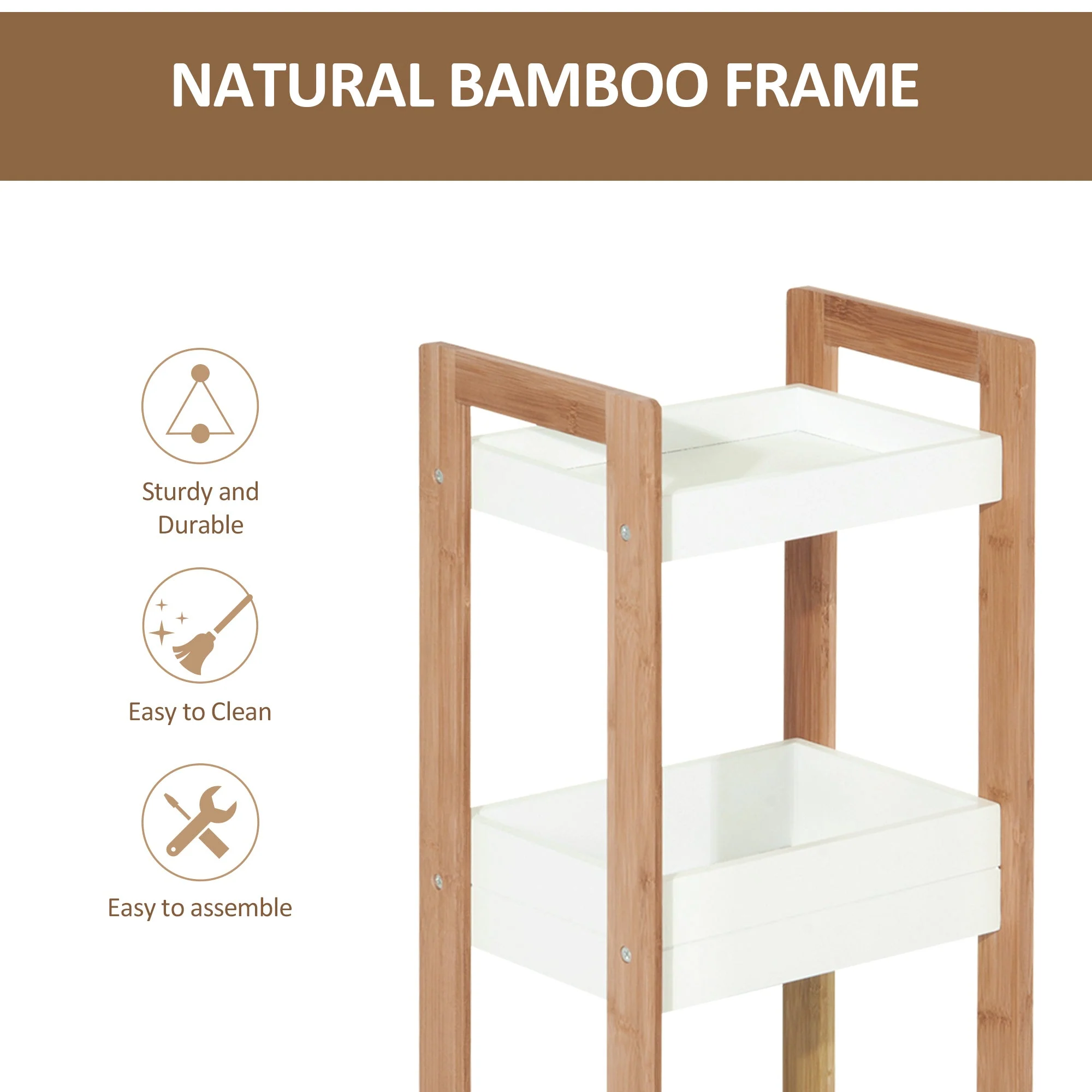 Three-Tier Bamboo Bathroom Rack - Image 4
