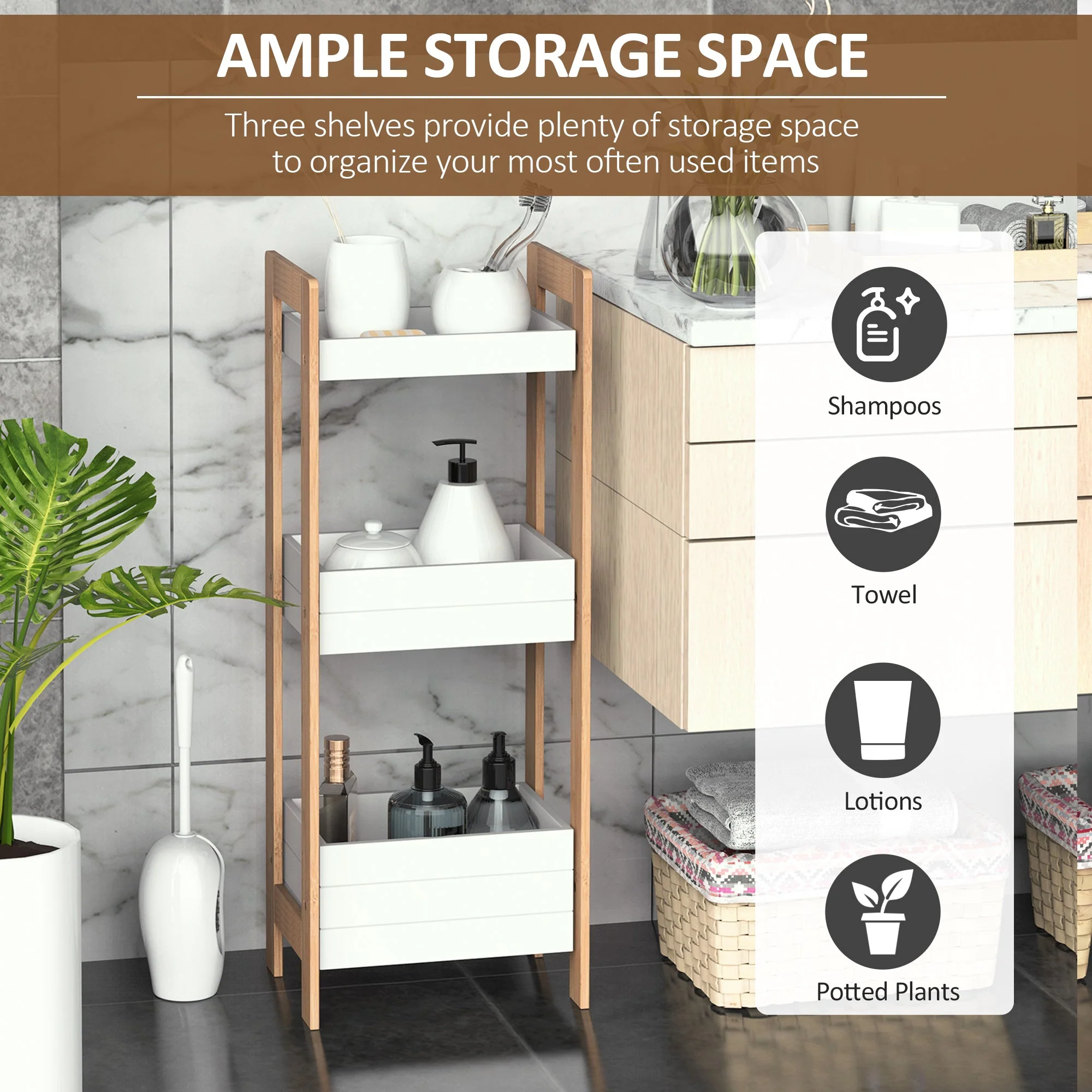 Three-Tier Bamboo Bathroom Rack - Image 5