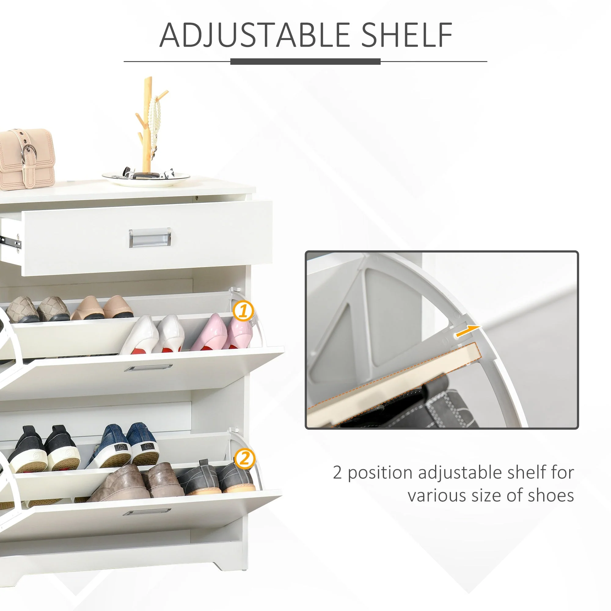 Tipping Shoe Cabinet Hall Organizer with Flip Drawers for Entry Porch 16 Pairs - Image 6