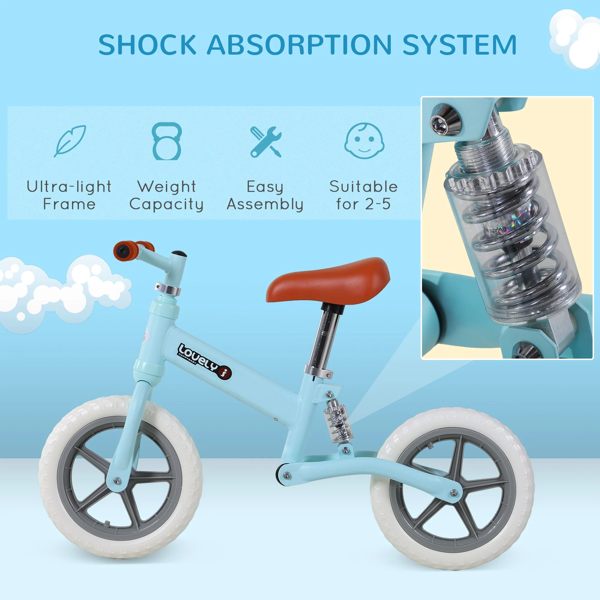 Toddler Balance Bike No Pedal Walk Training Blue - Image 4