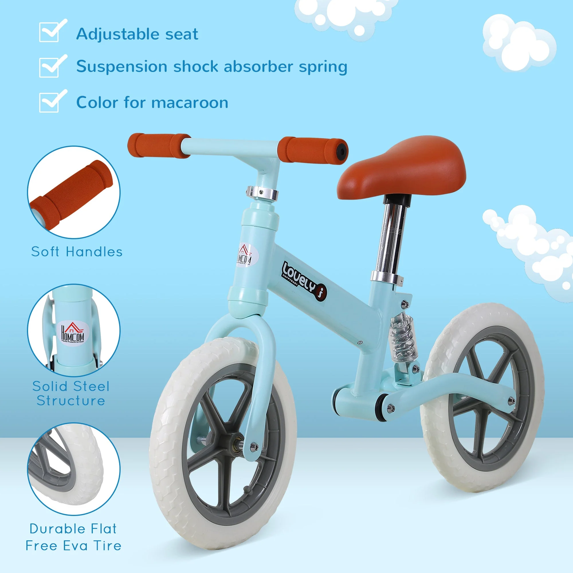 Toddler Balance Bike No Pedal Walk Training Blue - Image 5