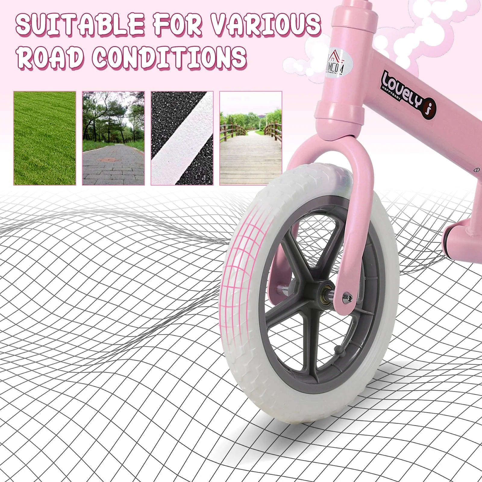 Toddler Balance Bike No Pedal Walk Training Pink - Image 4