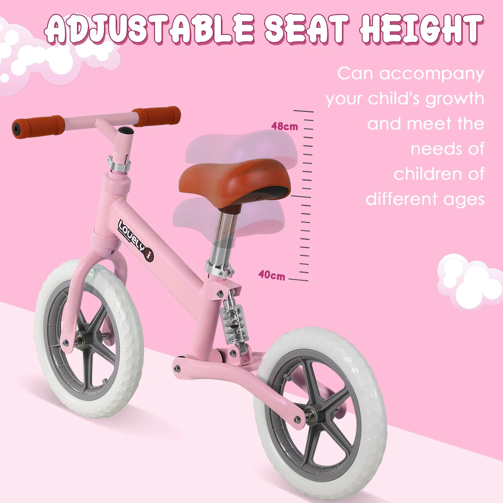 Toddler Balance Bike No Pedal Walk Training Pink - Image 6