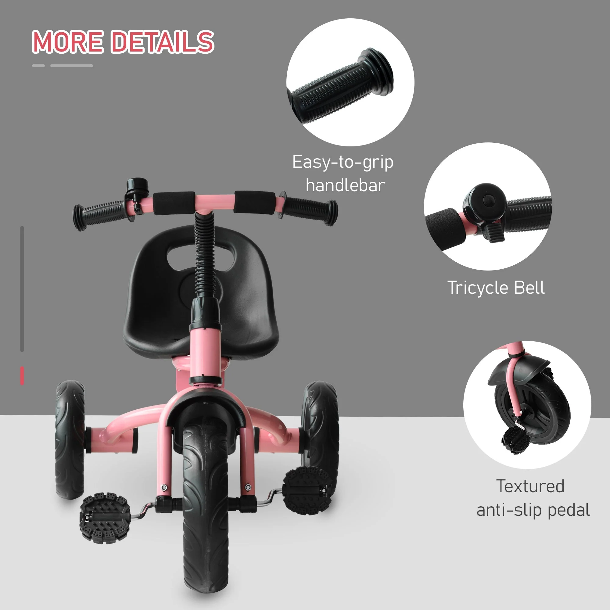 Toddler Three Wheel Plastic Tricycle Bike Pink - Image 5