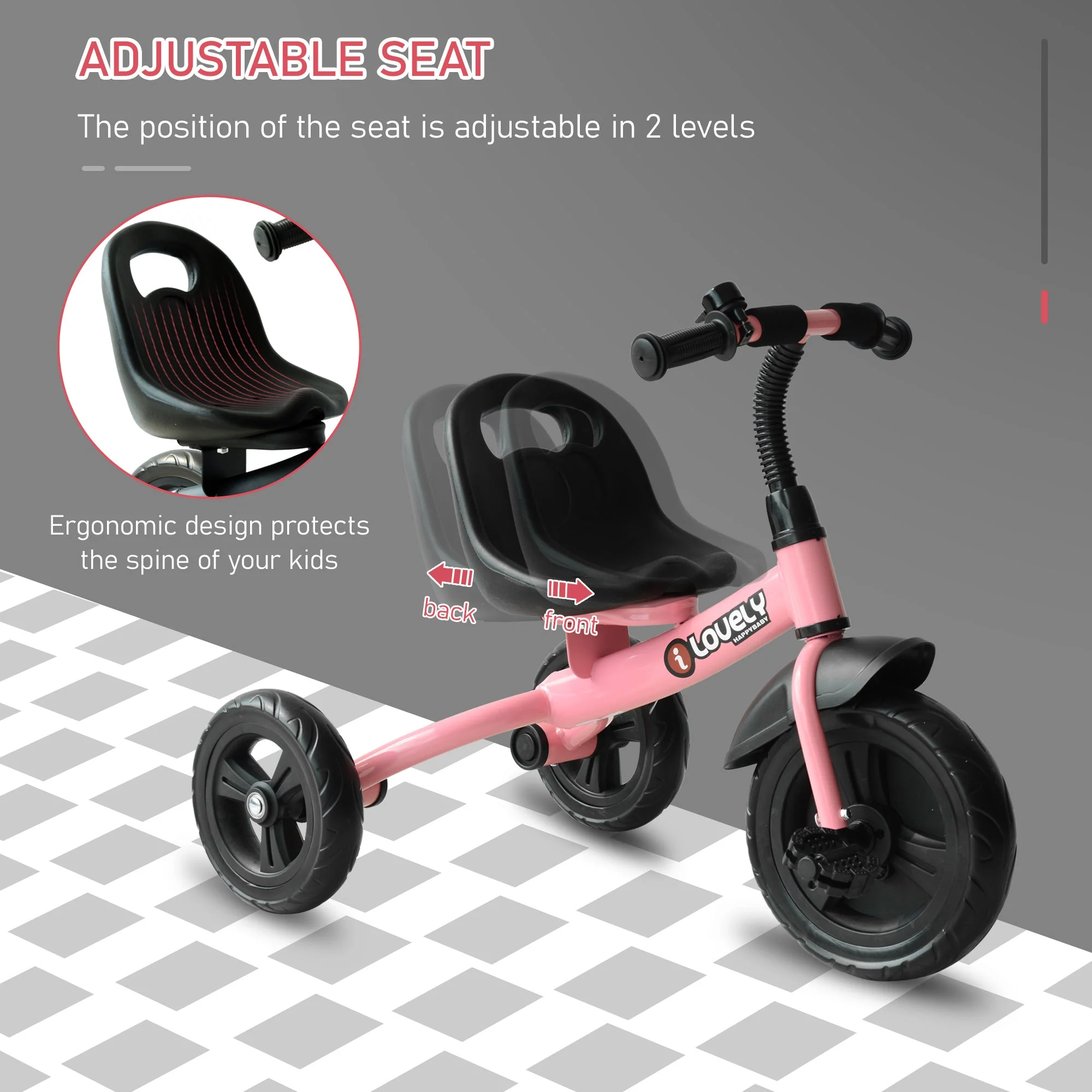 Toddler Three Wheel Plastic Tricycle Bike Pink - Image 6