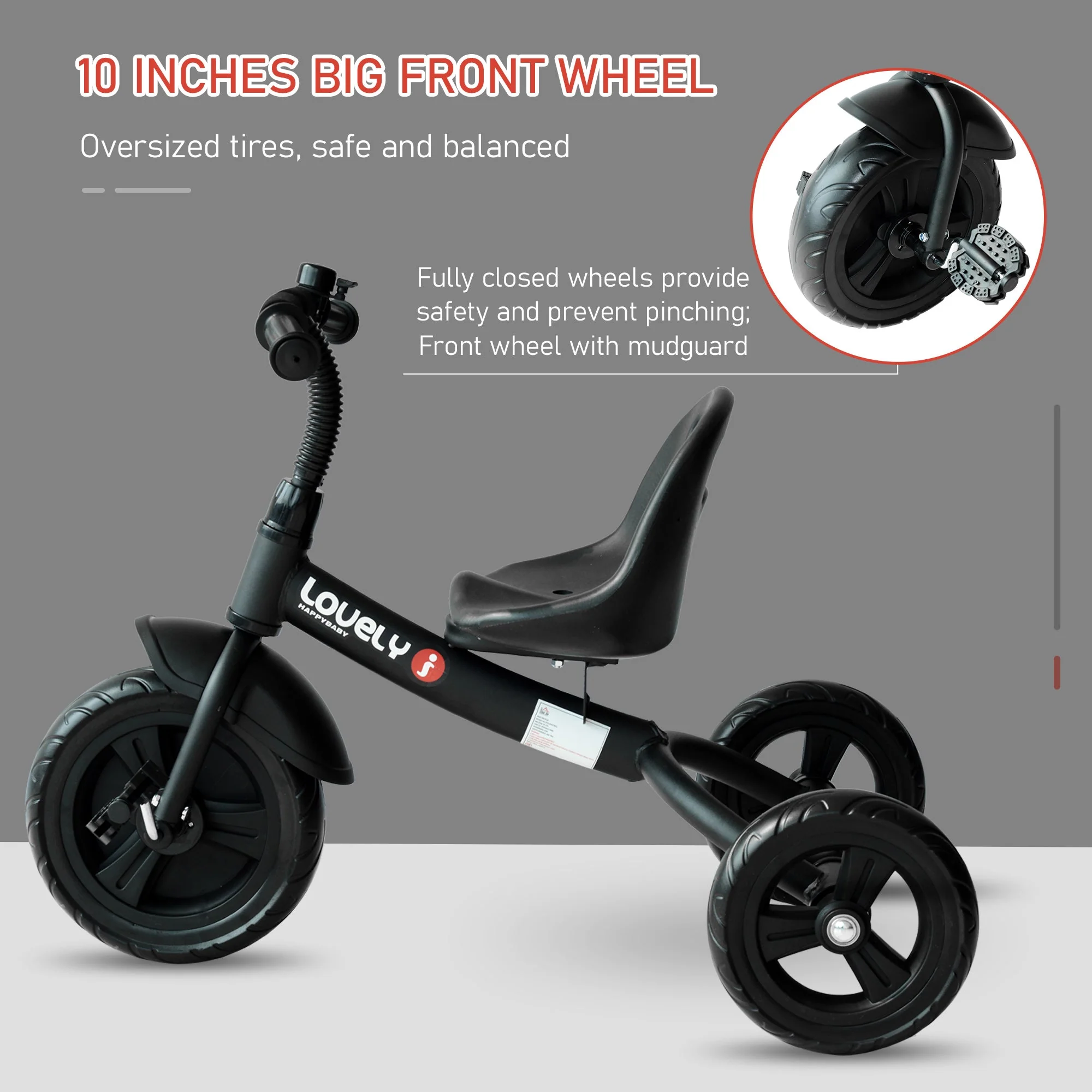 Toddler Three Wheel Plastic Trikes Black - Image 5