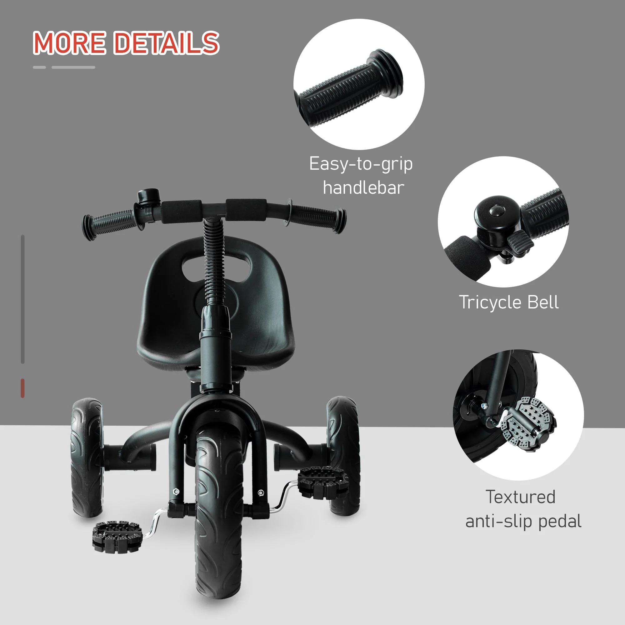 Toddler Three Wheel Plastic Trikes Black - Image 6