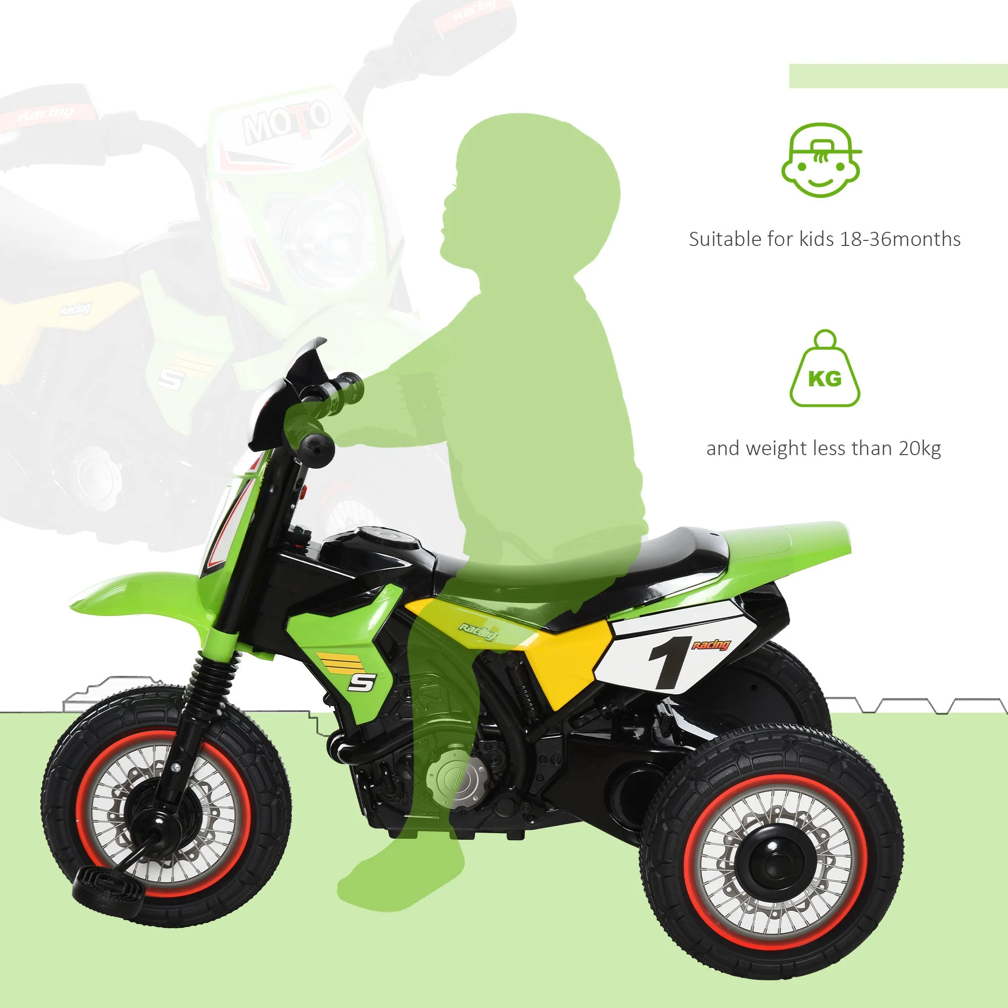 Toddlers 3-Wheel PP Ride On Pedal Trike Green - Image 6
