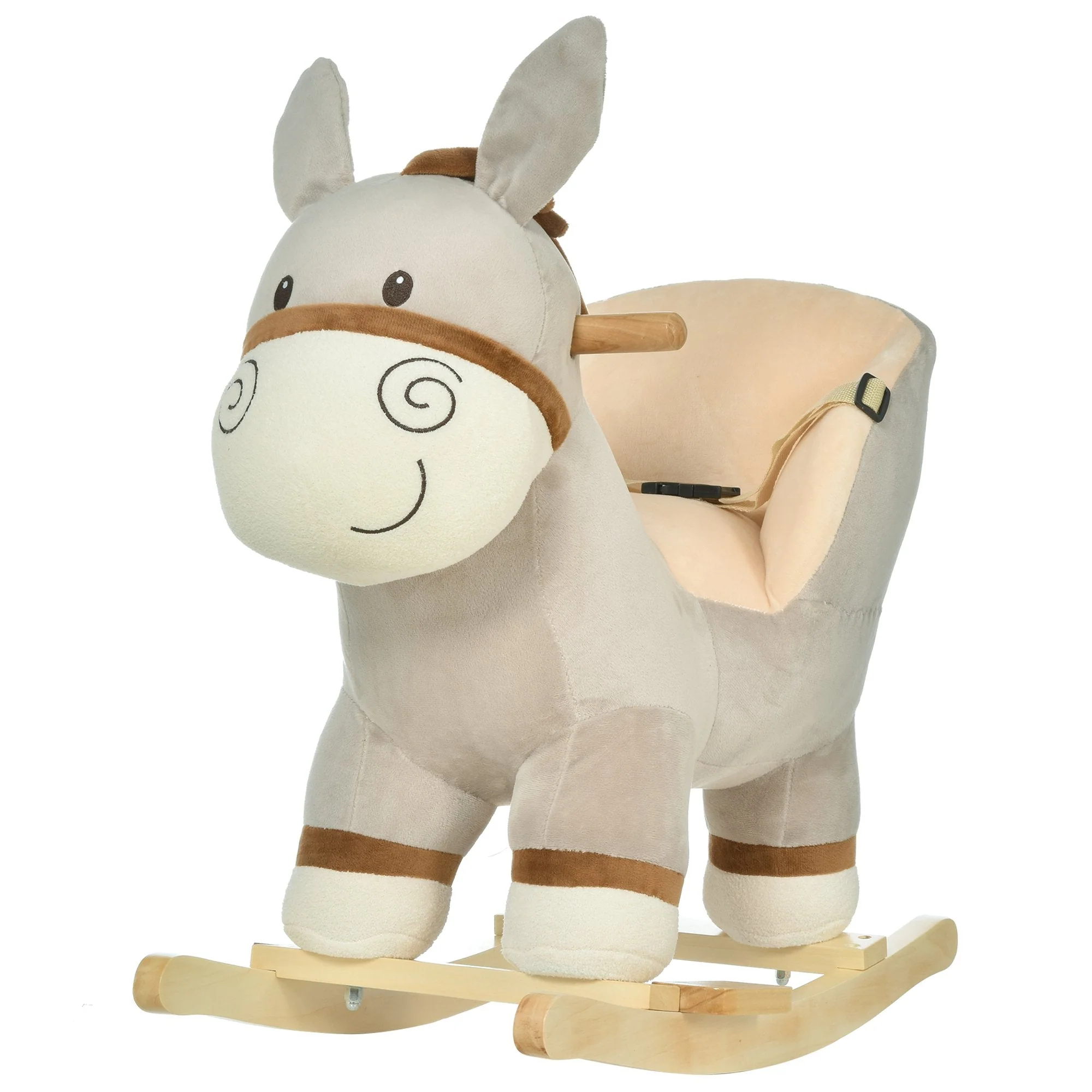 Toddlers Donkey Plush Rocking Ride On w/ Sound Grey - Image 2