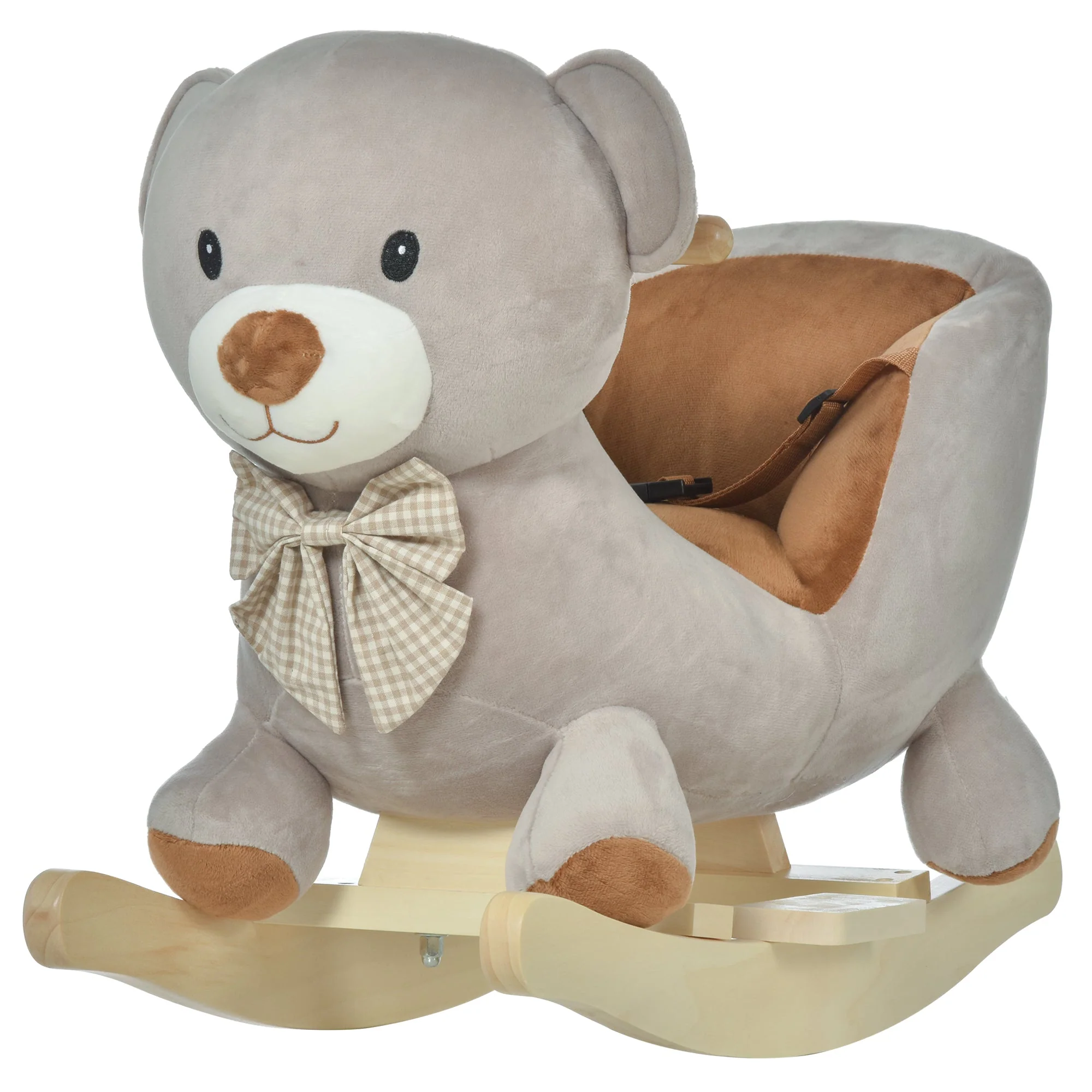 Toddlers Plush Bear Rocking Horse Grey - Image 2