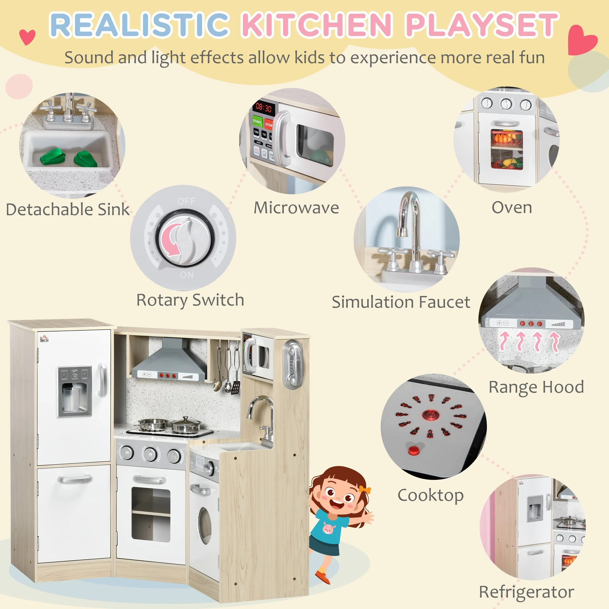 Toy Kitchen for Kids with Role Play Accessories - Image 3