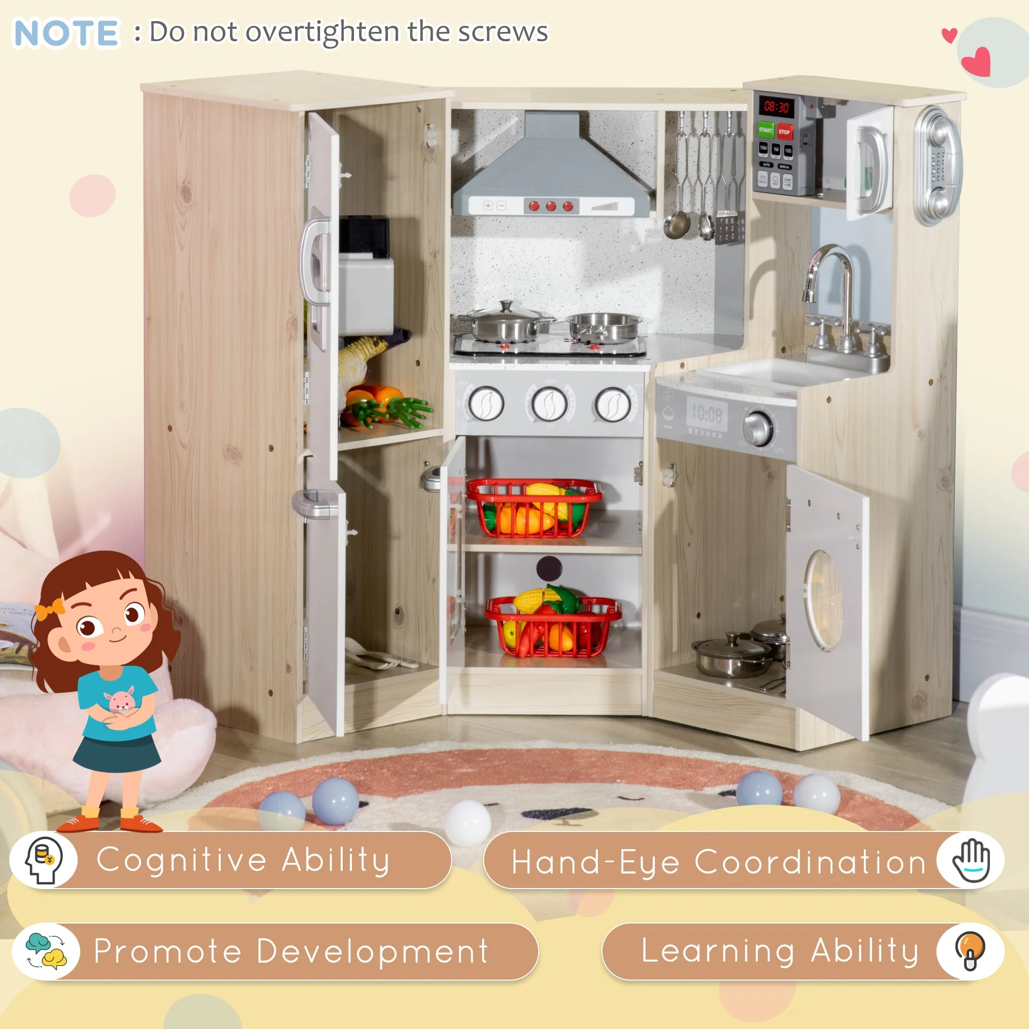 Toy Kitchen for Kids with Role Play Accessories - Image 4