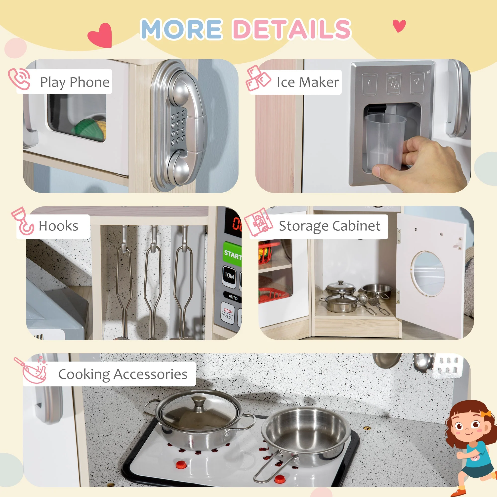 Toy Kitchen for Kids with Role Play Accessories - Image 5