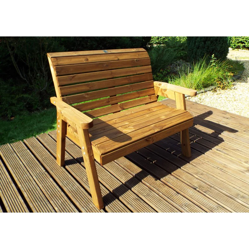 Traditional Garden Bench by Charles Taylor - 2 Seats Burgundy Cushions - Image 4