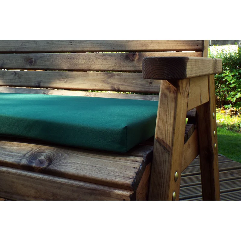 Traditional Garden Bench by Charles Taylor - 2 Seats Green Cushions - Image 2