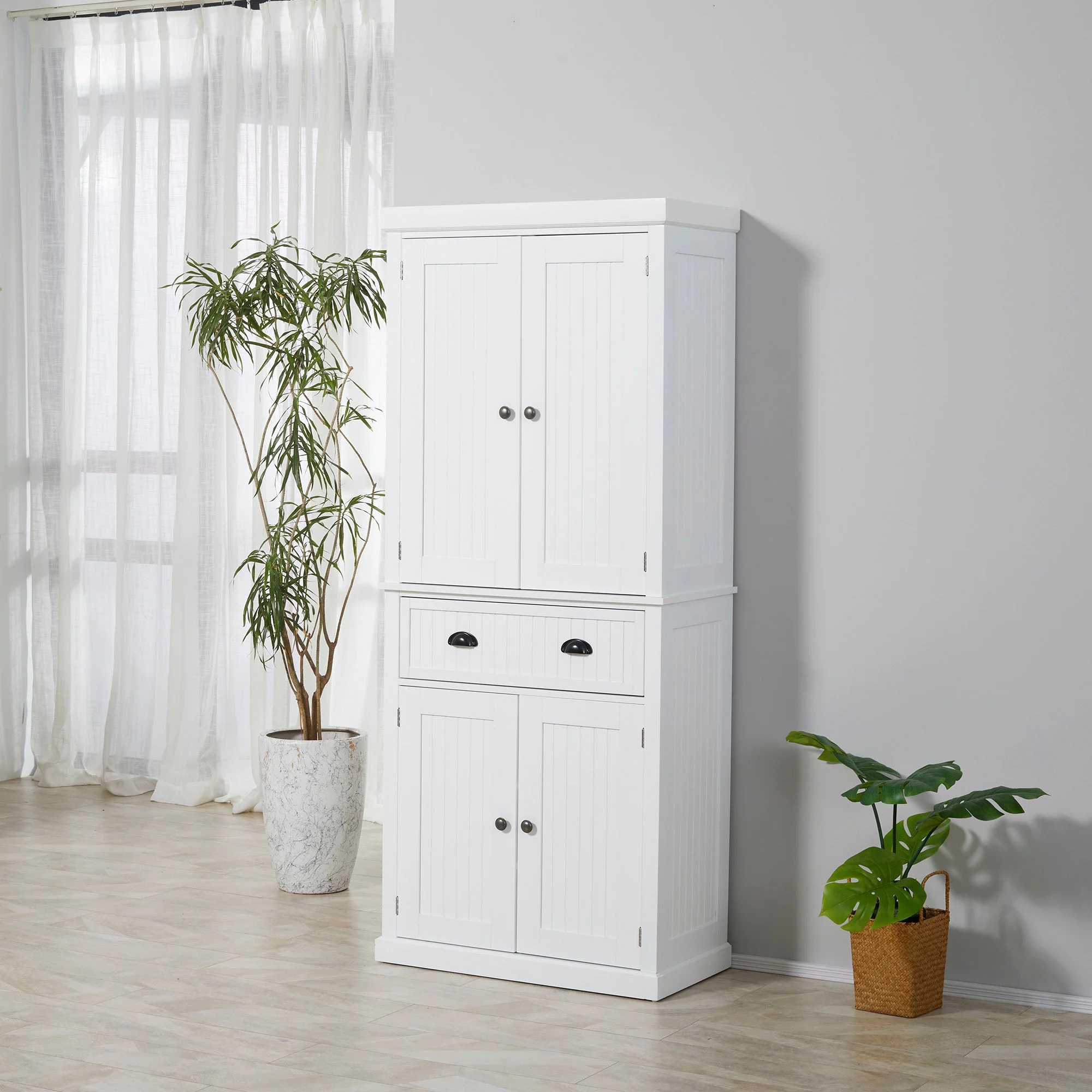 Traditional Kitchen Cupboard Freestanding Storage Cabinet with Drawer - Image 7