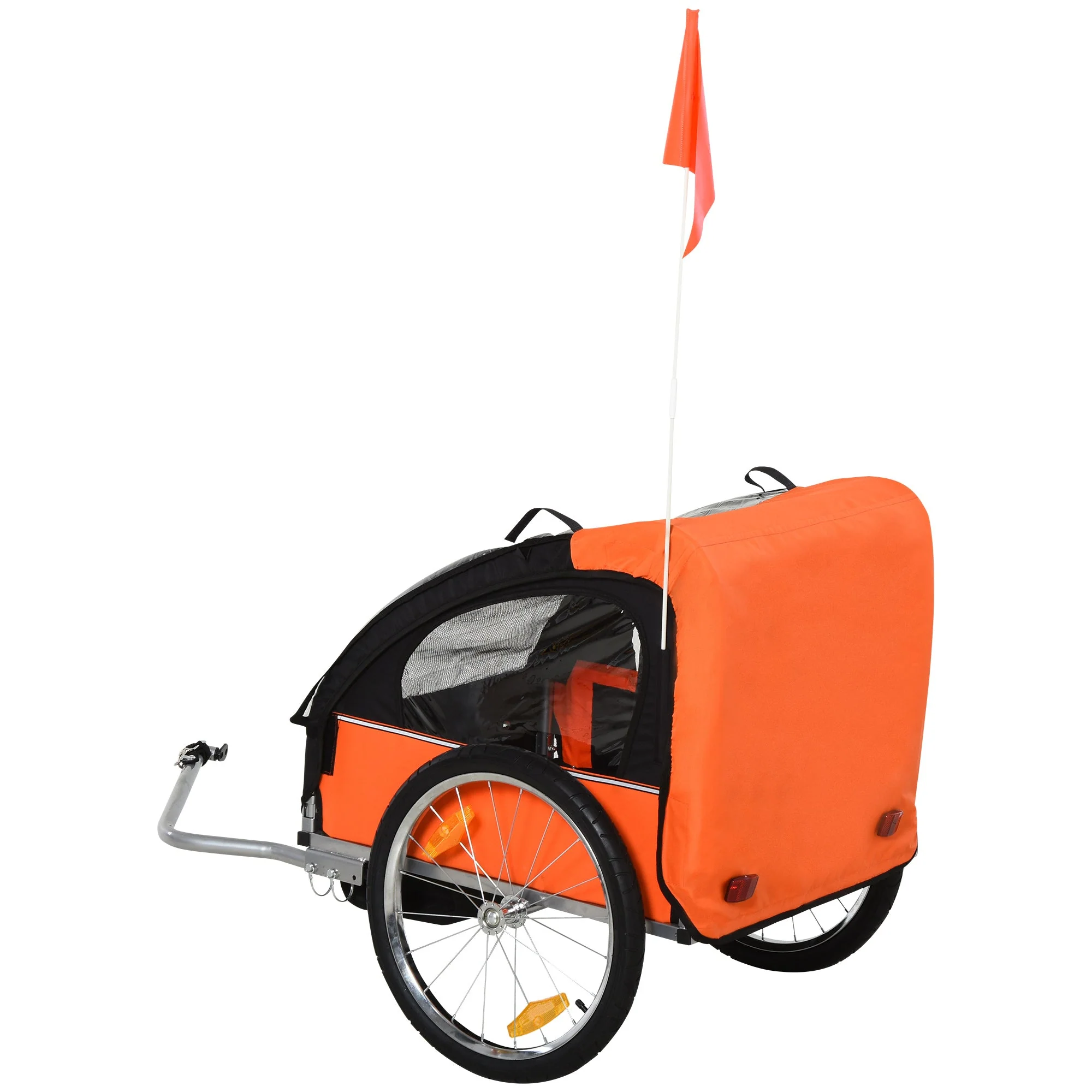 Trailer for Kids Steel Frame Children's 2 Seater Bike Trailer Orange - Image 8