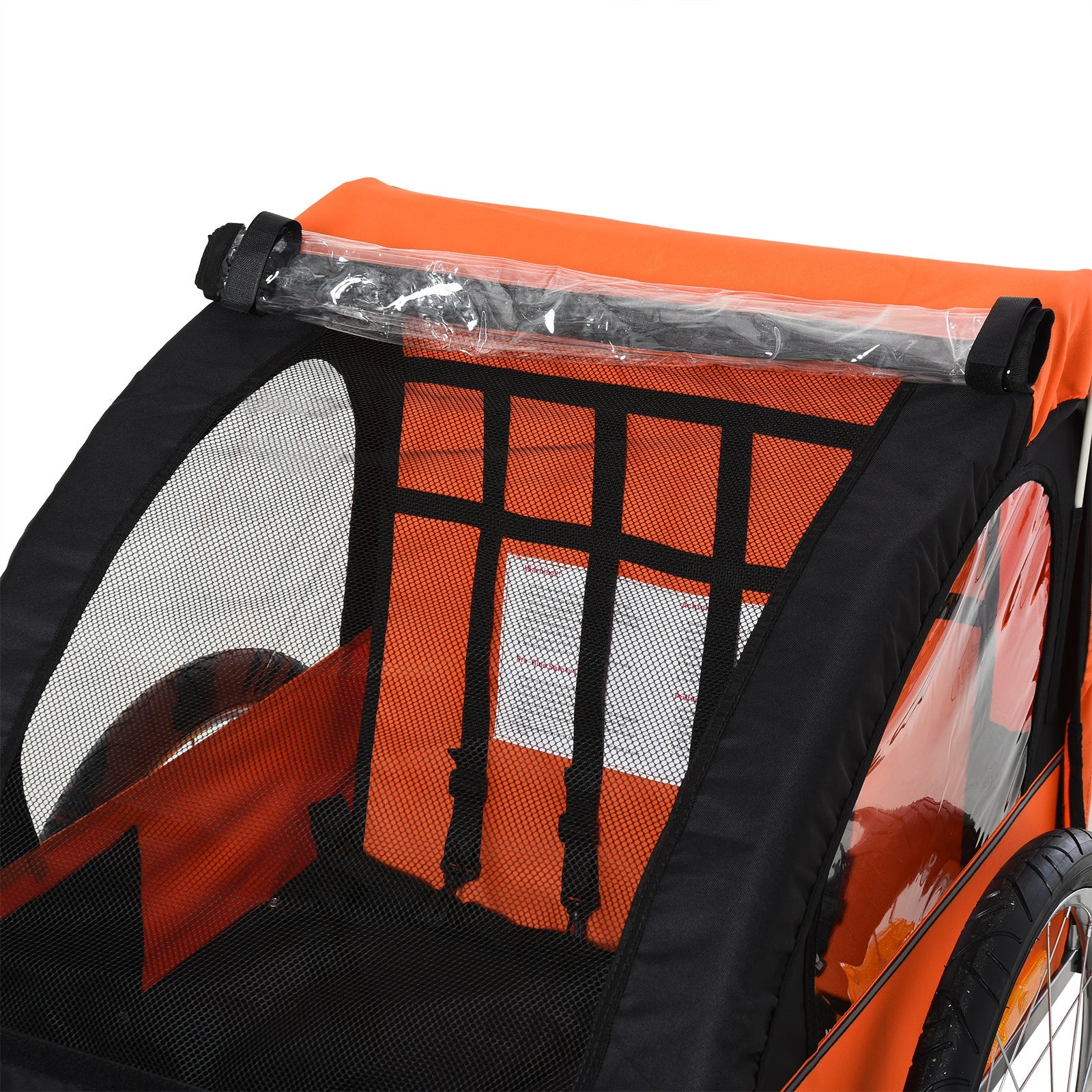 Trailer for Kids Steel Frame Children's 2 Seater Bike Trailer Orange - Image 9