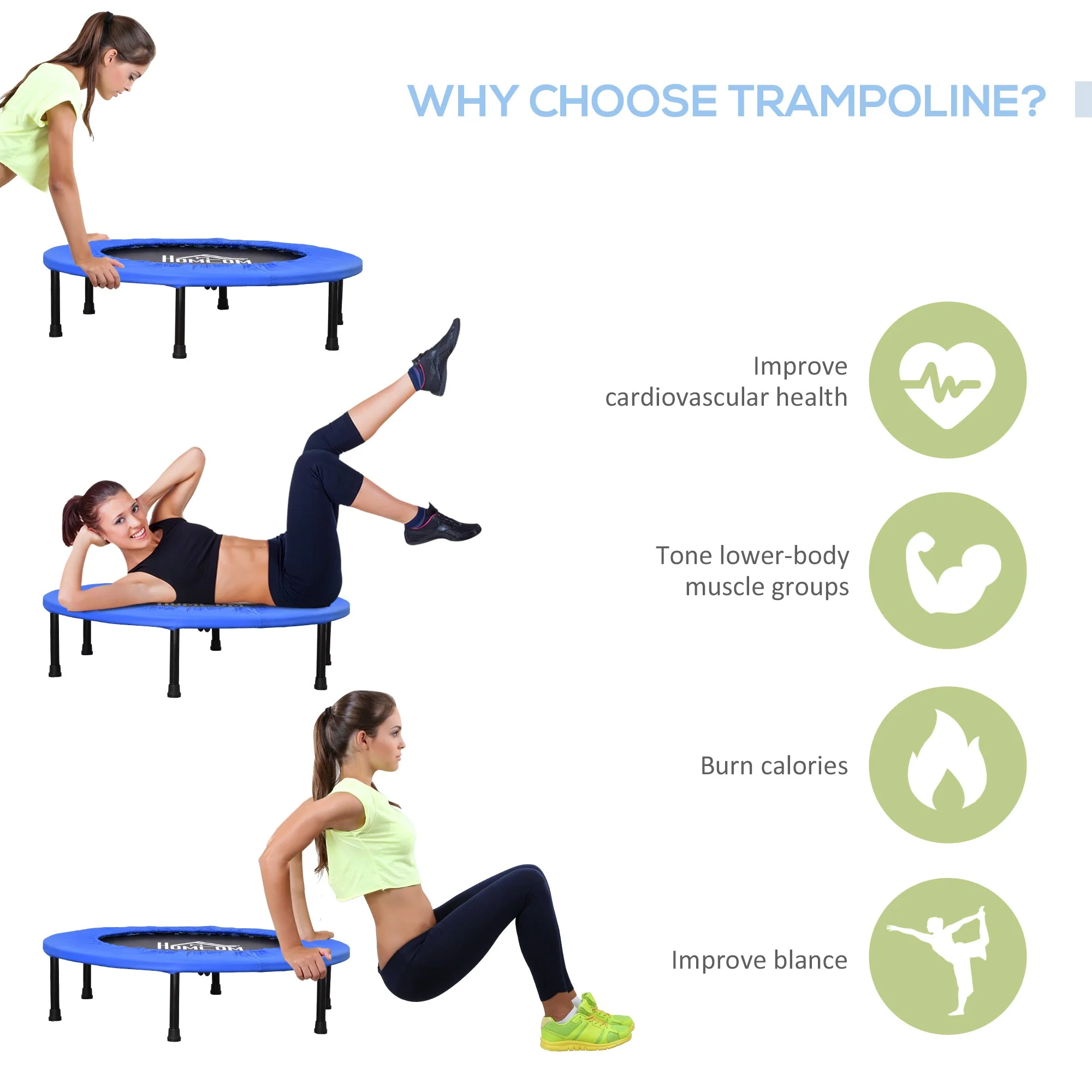 Trampoline Aerobic Rebounder Indoor Outdoor Fitness Round Jumper 91cm - Image 4