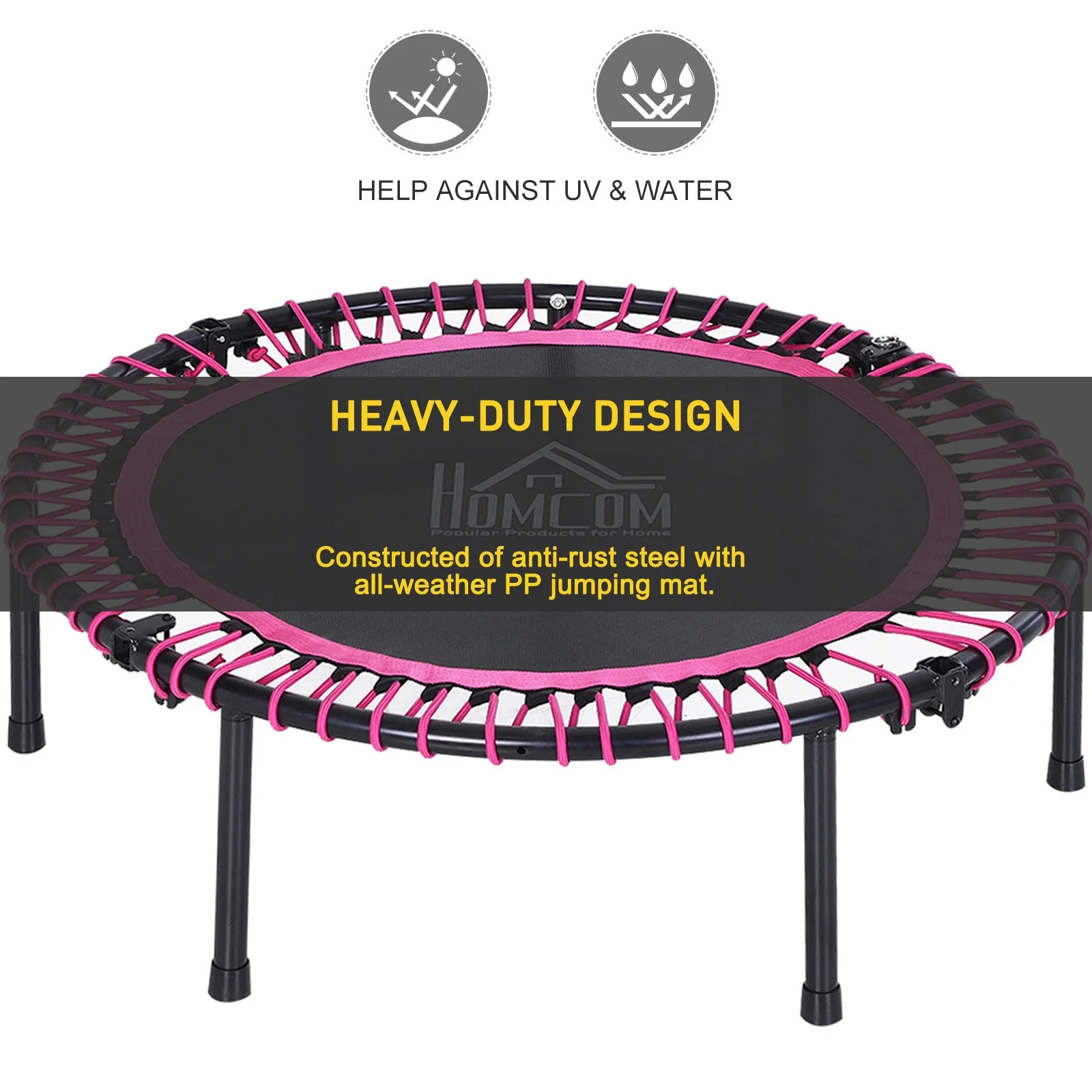 Trampoline Outdoor Bouncer Jumper 3-Level Adjustable Handle Adult Kid -Pink - Image 6