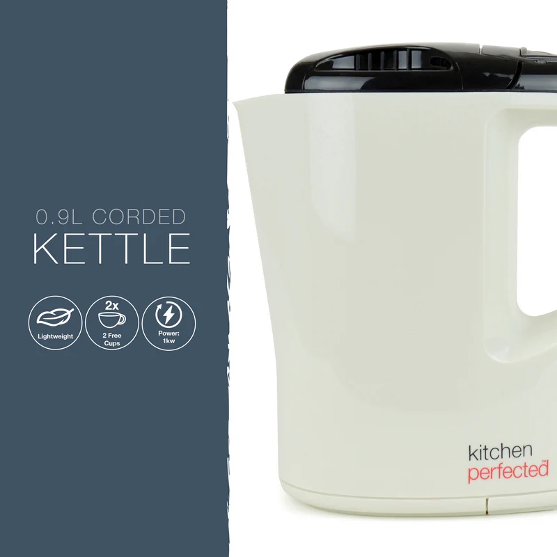 Travel Kettle 900ml Cream And Black 1000W - With 2 Mugs - Image 5