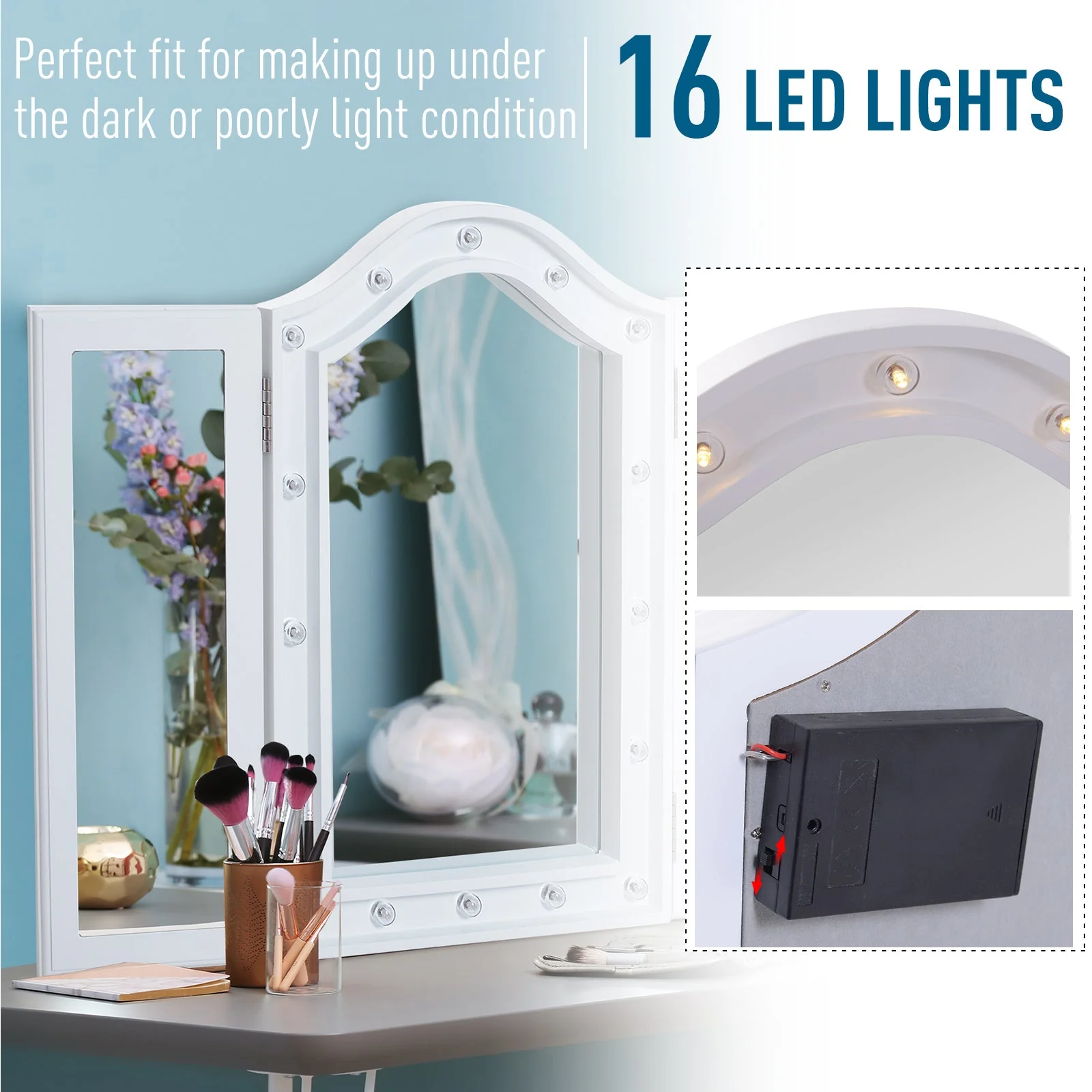 Trifold Freestanding Mirror - Image 4