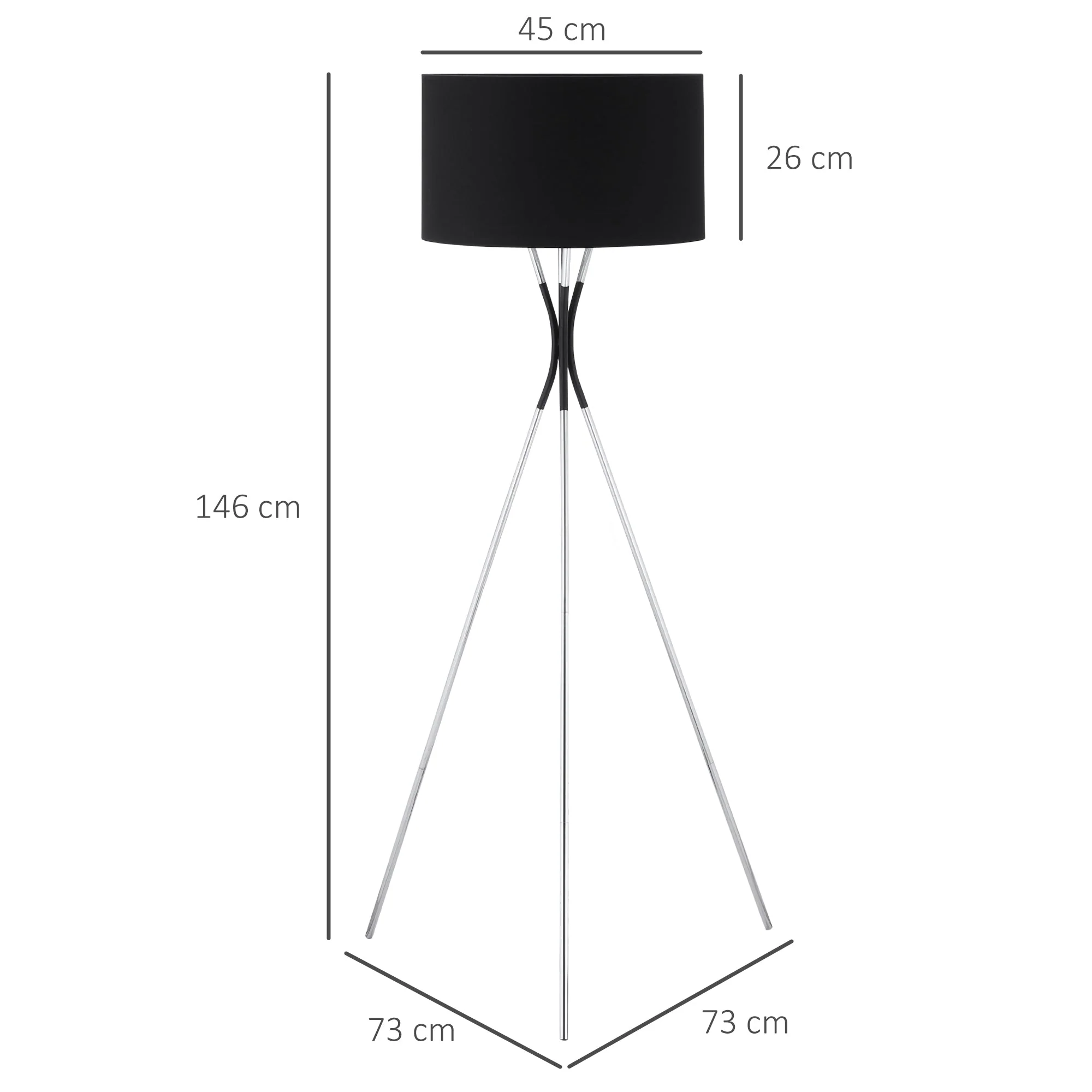 Tripod Floor Lamp Free Standing Light w/ Metal Frame & E27 Base for Living Room - Image 3