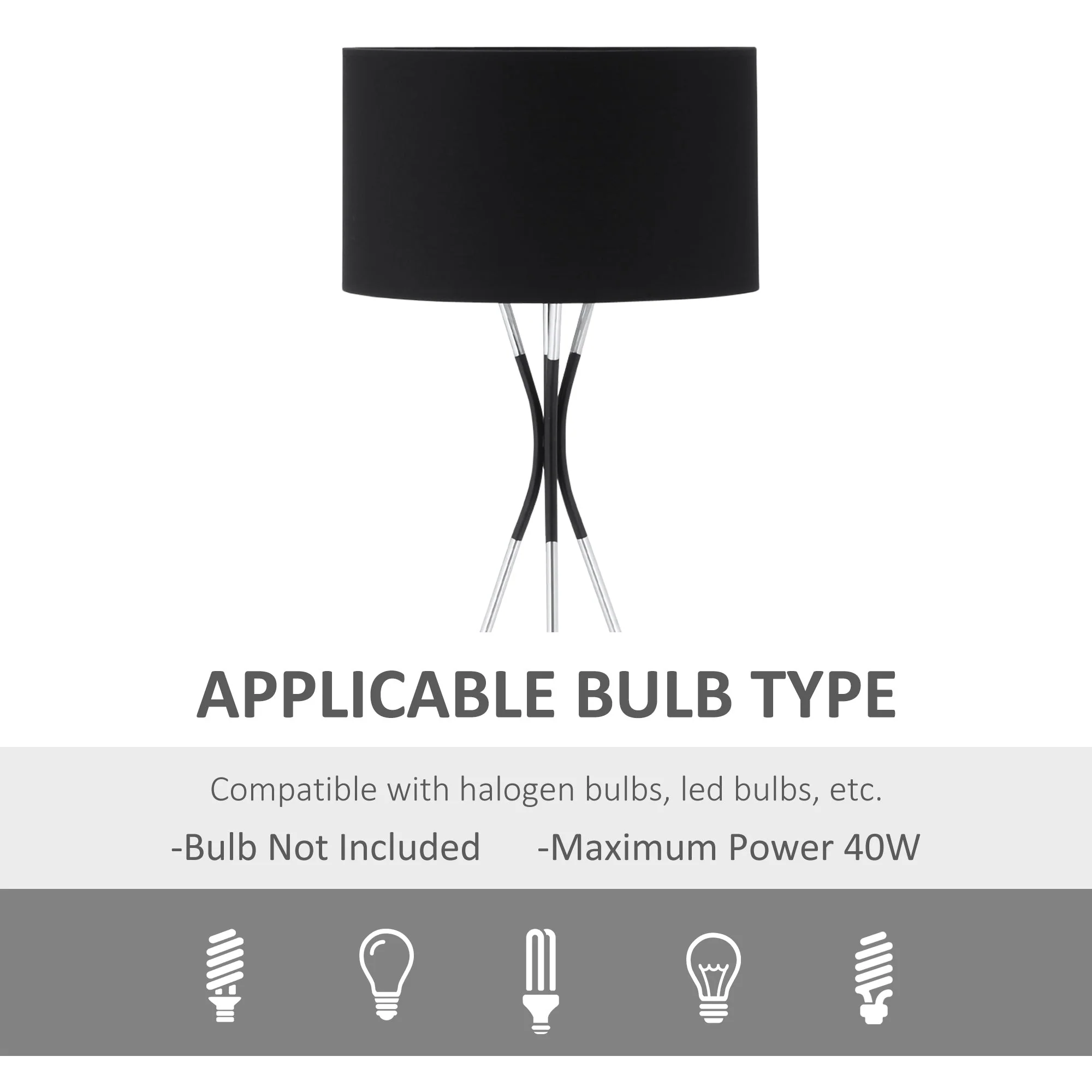 Tripod Floor Lamp Free Standing Light w/ Metal Frame & E27 Base for Living Room - Image 7