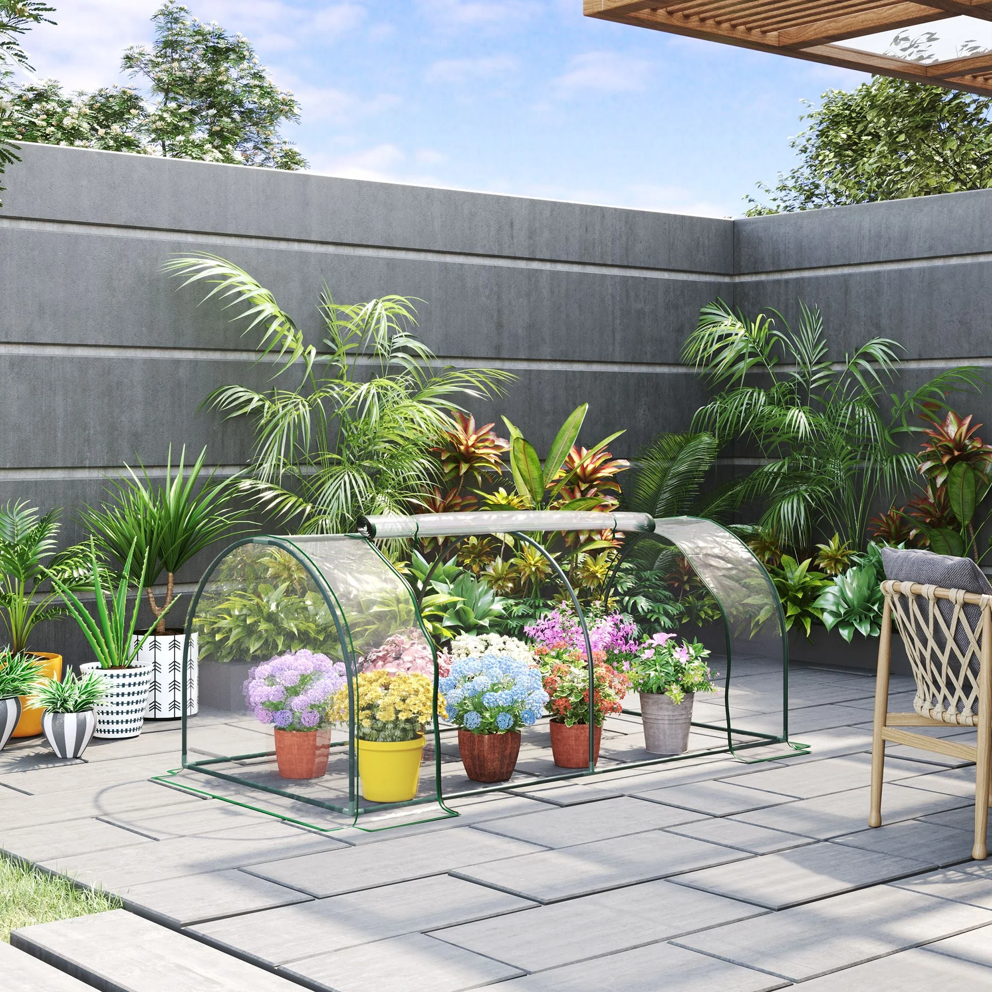 Tunnel Greenhouse Green Grow House Steel Frame Garden Outdoor 200 x 100 x 80cm - Image 2