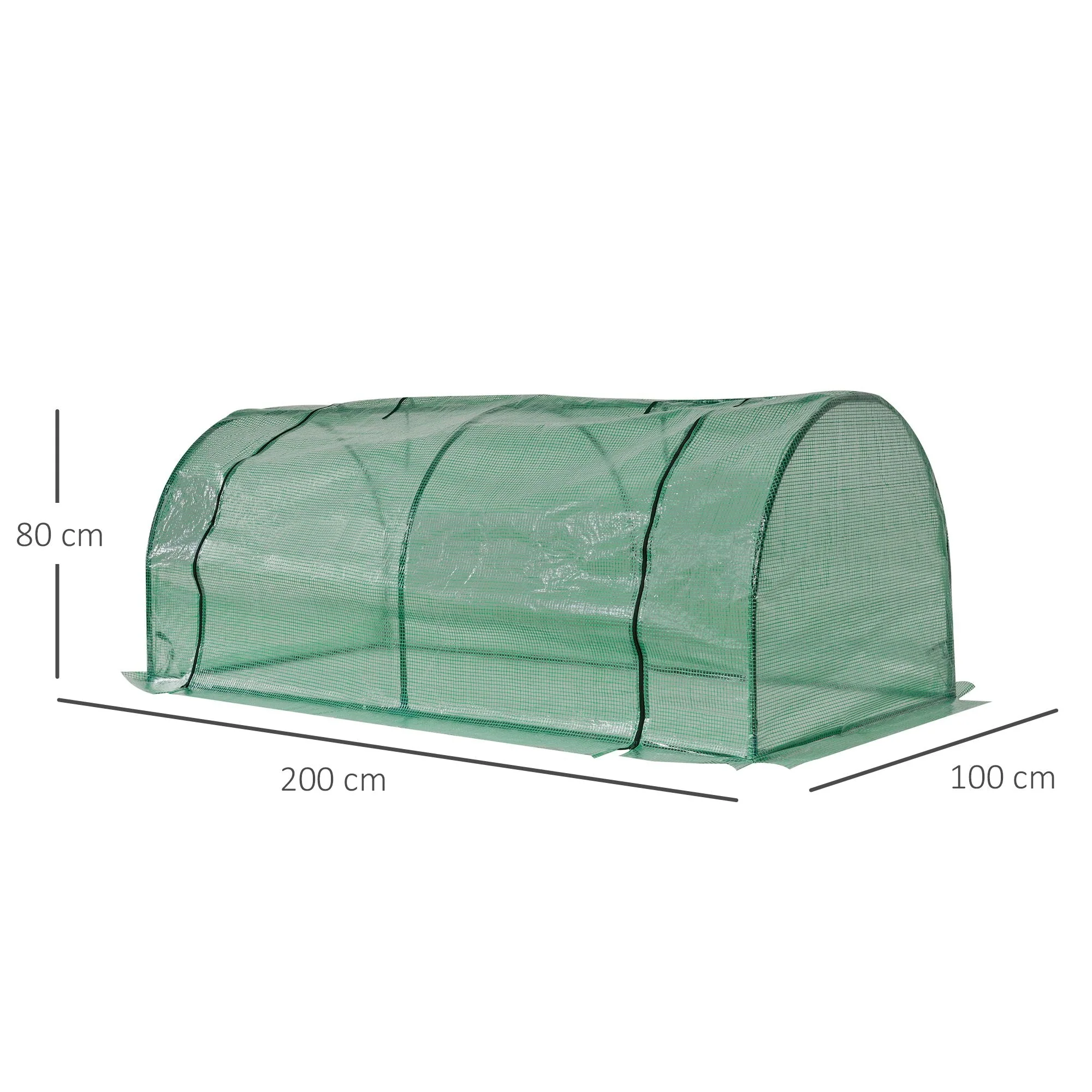Tunnel Greenhouse Green Grow House Steel Frame Garden Outdoor 200 x 100 x 80cm - Image 3