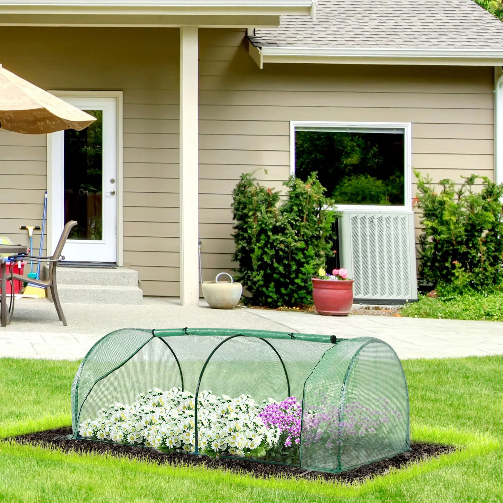 Tunnel Greenhouse Green Grow House Steel Frame Garden Outdoor 200 x 100 x 80cm - Image 9