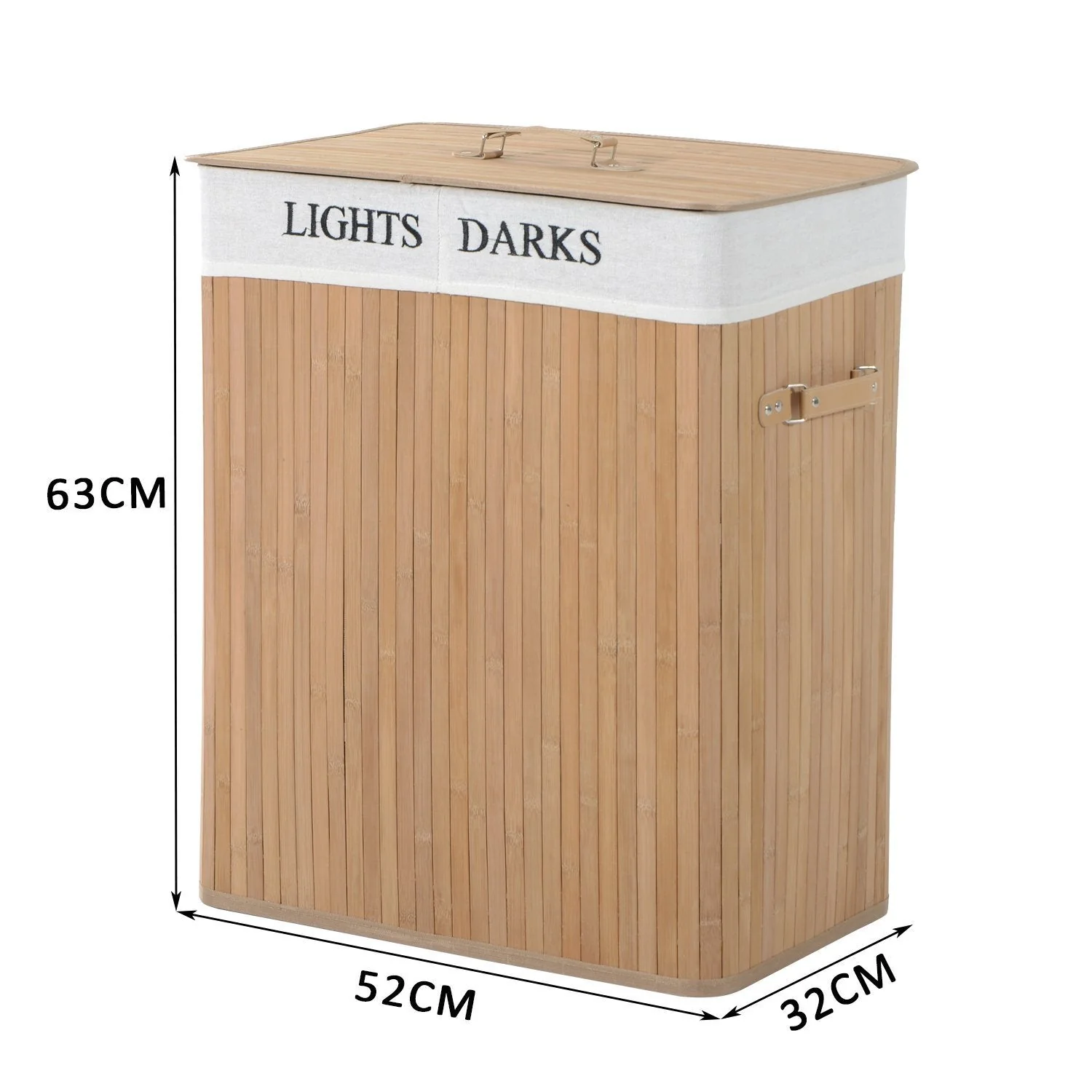 Two-Compartment Wooden Laundry Basket - Image 3