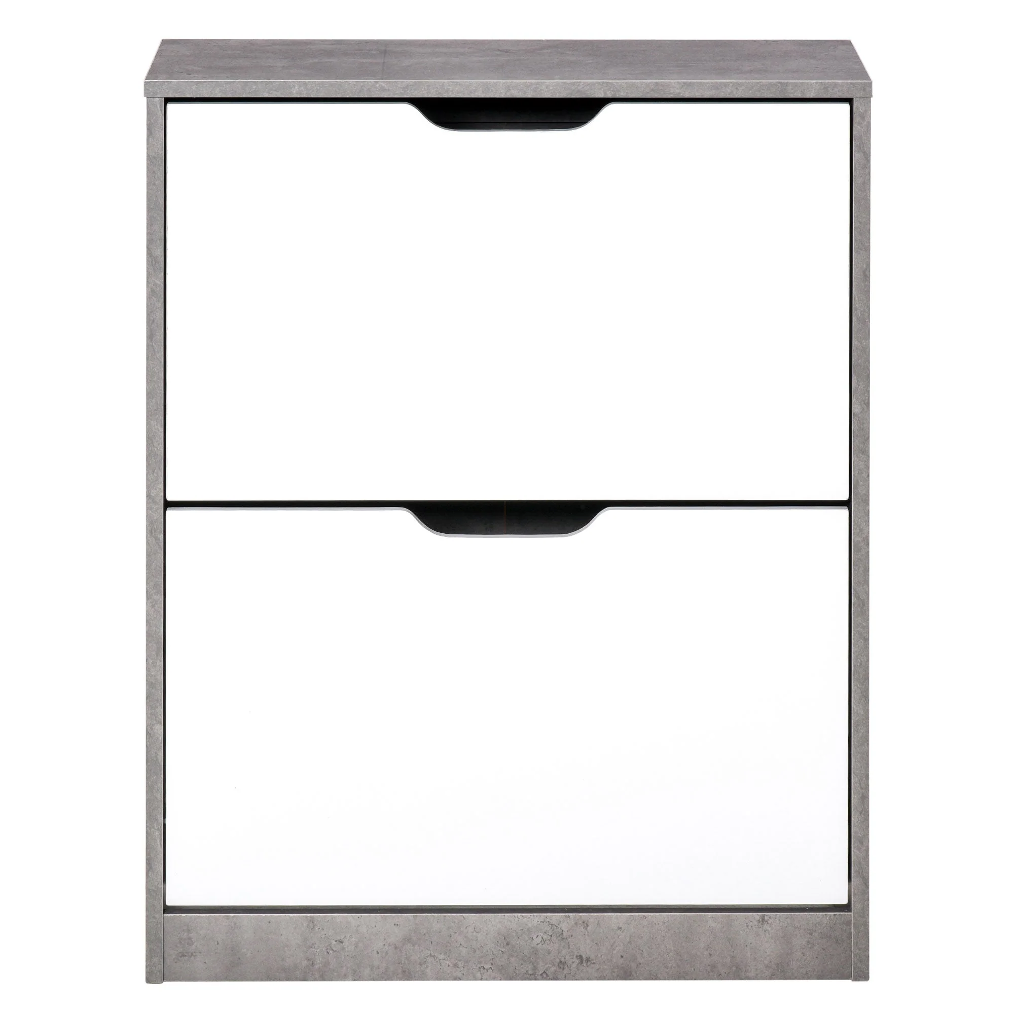 Two Drawer Shoe Cabinet Home Storage Organiser w/ Groove Handles Adjustable Shelves Modern Boxy Rack Hallway Bedroom Furniture - Image 8