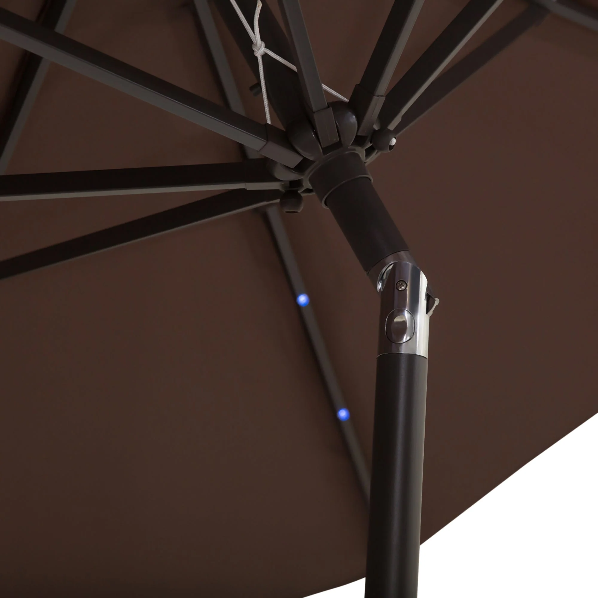 Umbrella Parasol 24 Solar LED-Brown/Coffee - Image 9