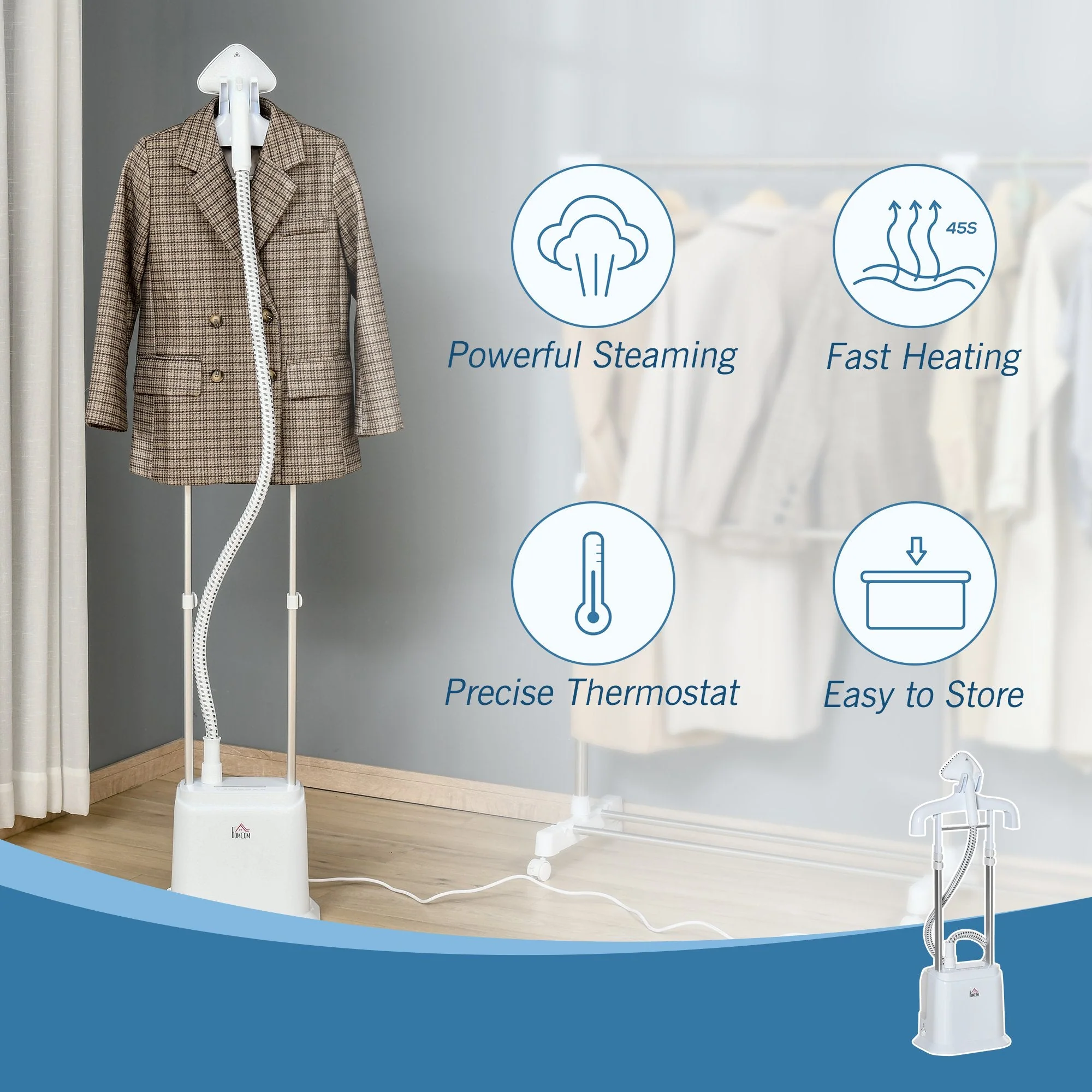 Upright Garment Clothes Steamer with 6 Steam Setting - Image 7