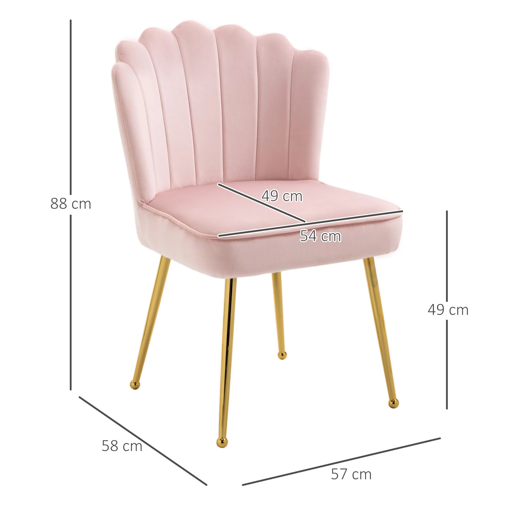 Velvet-Feel Shell Luxe Accent Chair - Image 3