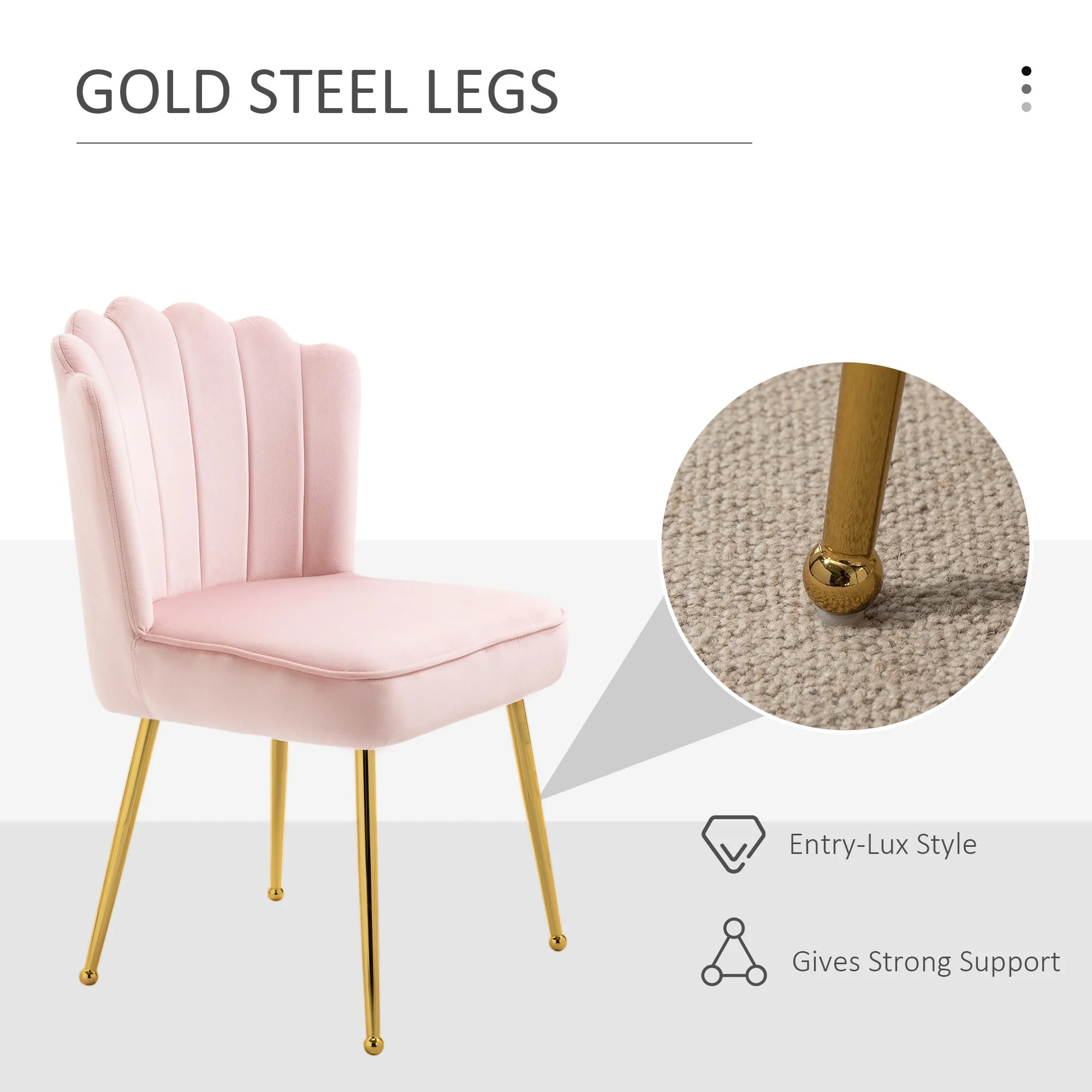 Velvet-Feel Shell Luxe Accent Chair - Image 4