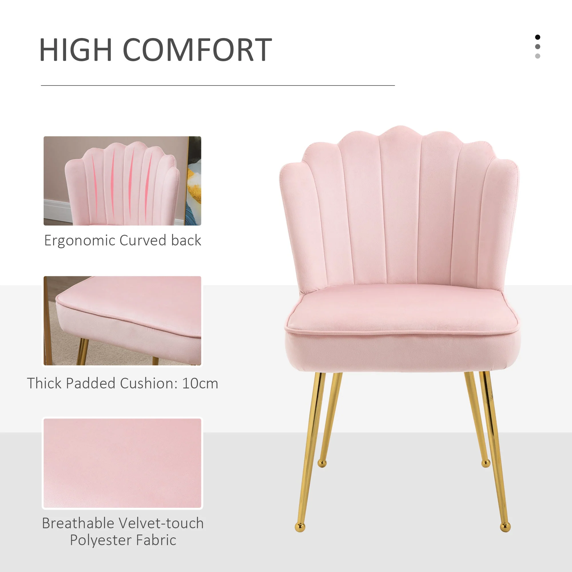 Velvet-Feel Shell Luxe Accent Chair - Image 6